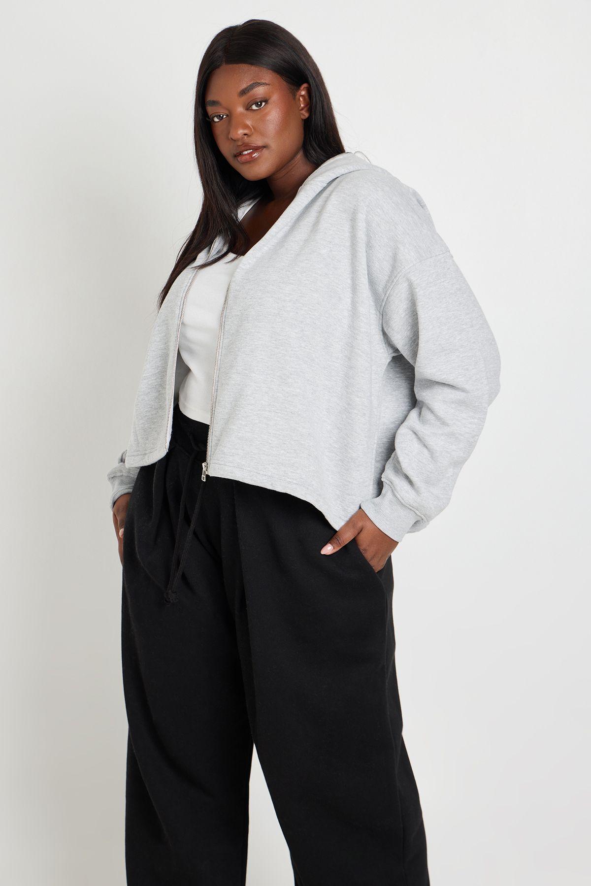 Plus Funnel Neck Zip Through Hoodie With Toggles by BOOHOO