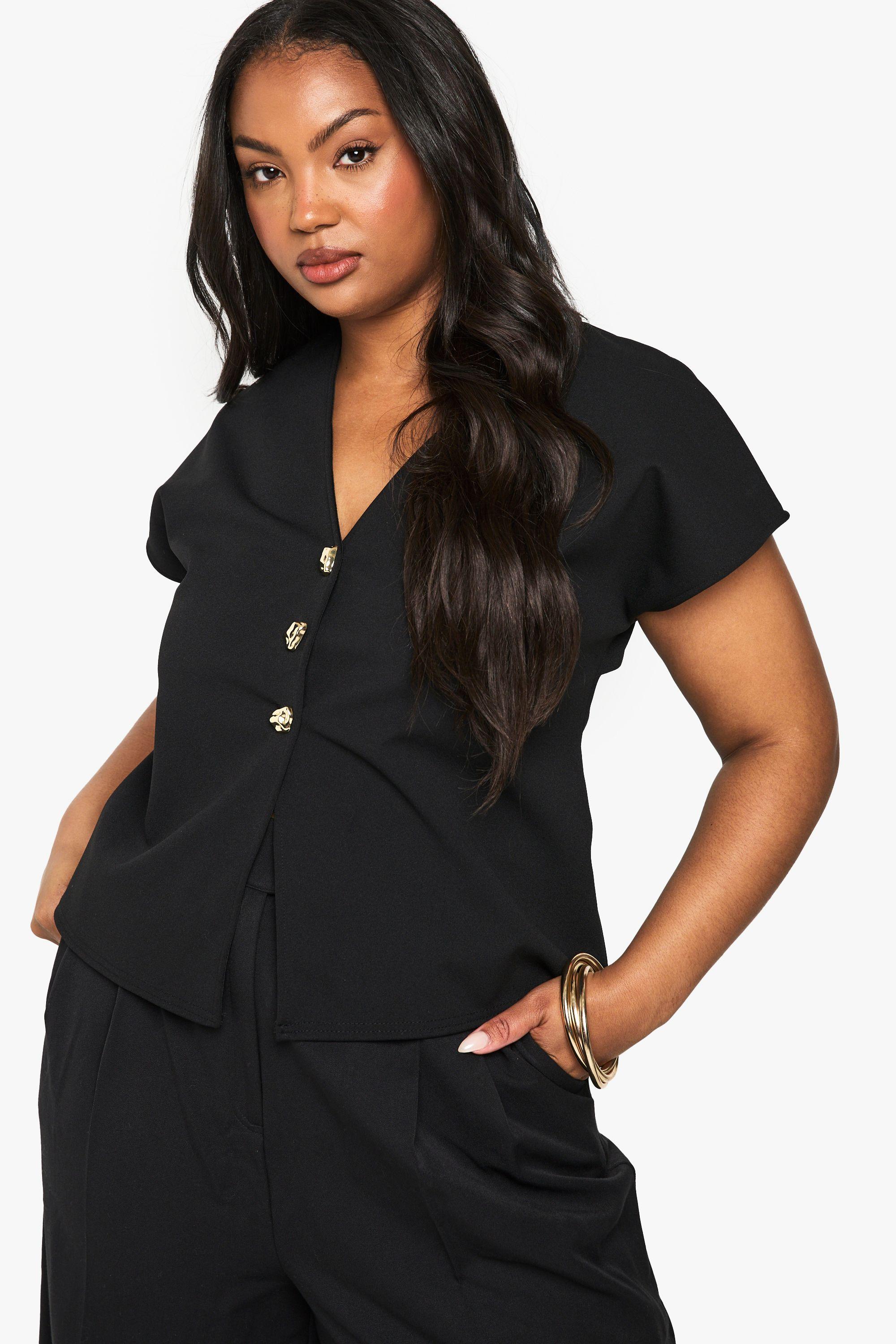 Plus Gold Button Structured Waistcoat by BOOHOO