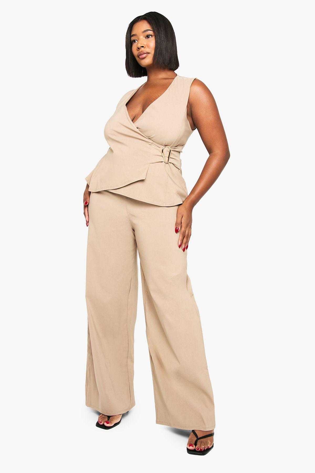 Plus Gold Detail Waistcoat And Wide Leg Trouser by BOOHOO