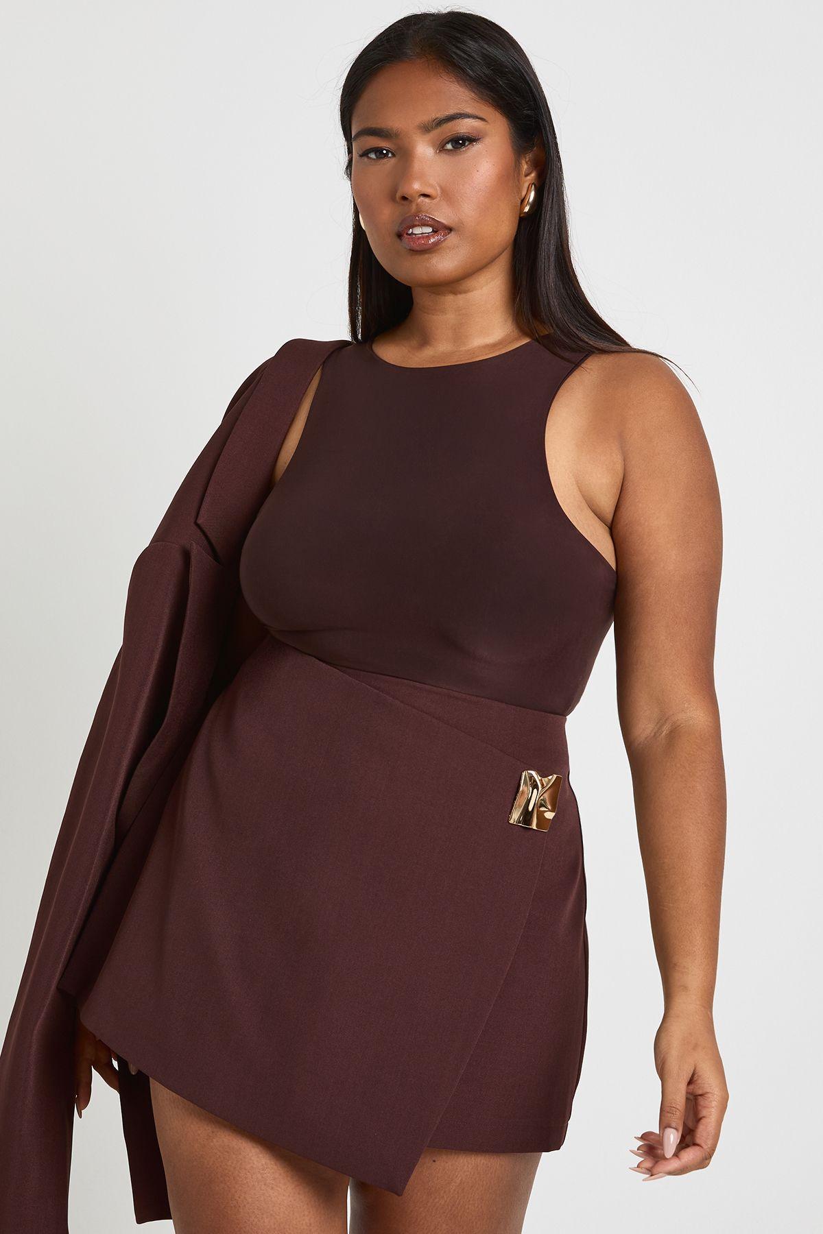 Plus Gold Trim Skort by BOOHOO