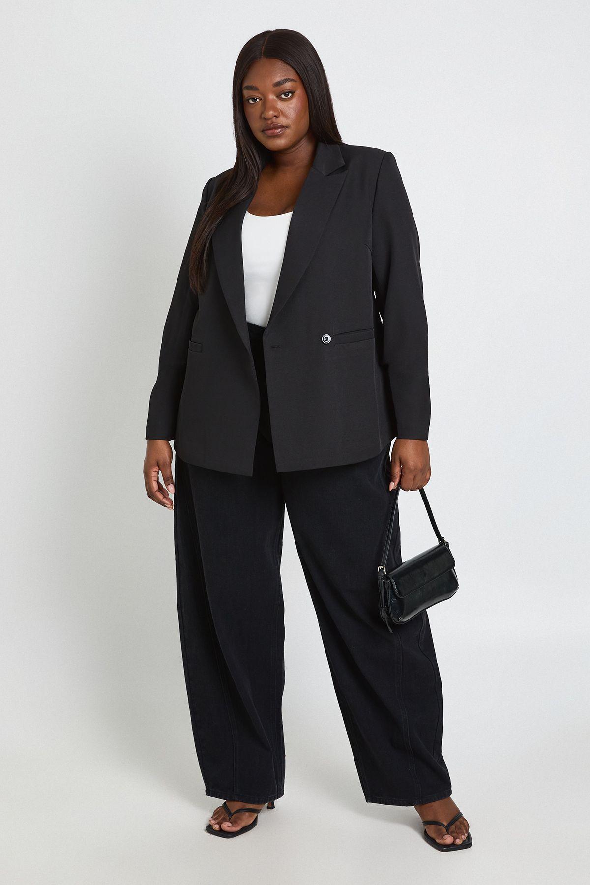 Plus Gold Trim Volume Sleeve Blazer by BOOHOO