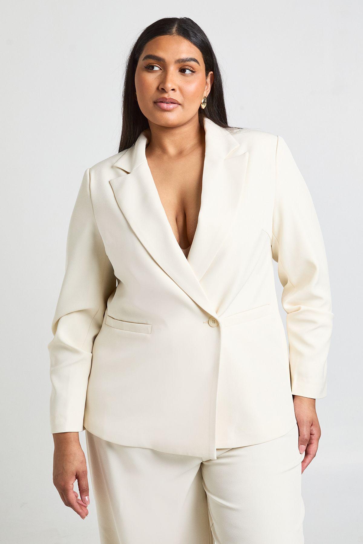 Plus Gold Trim Volume Sleeve Blazer by BOOHOO
