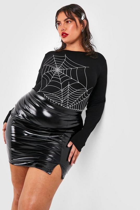 Plus Halloween Vinyl Mini Skirt by BOOHOO