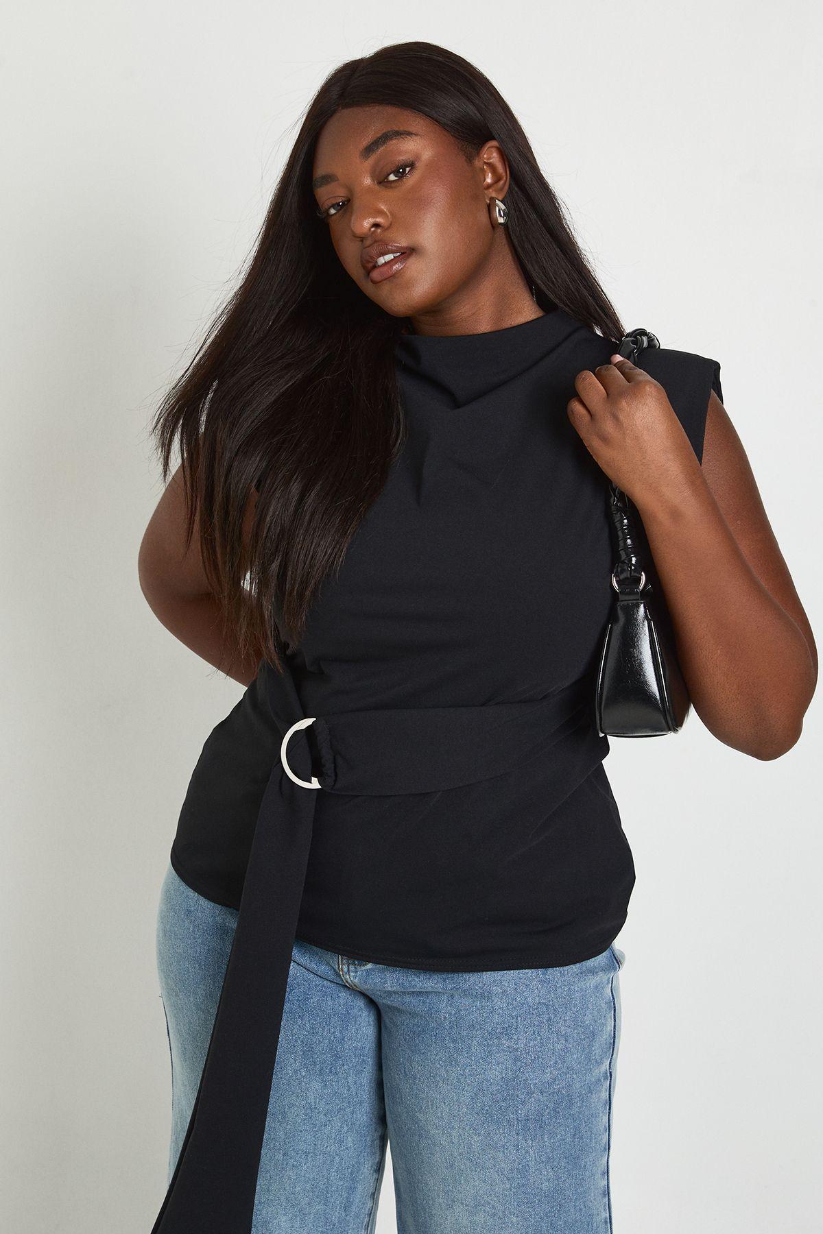 Plus High Beck Wrap Trim Detail Sleeveless Top by BOOHOO