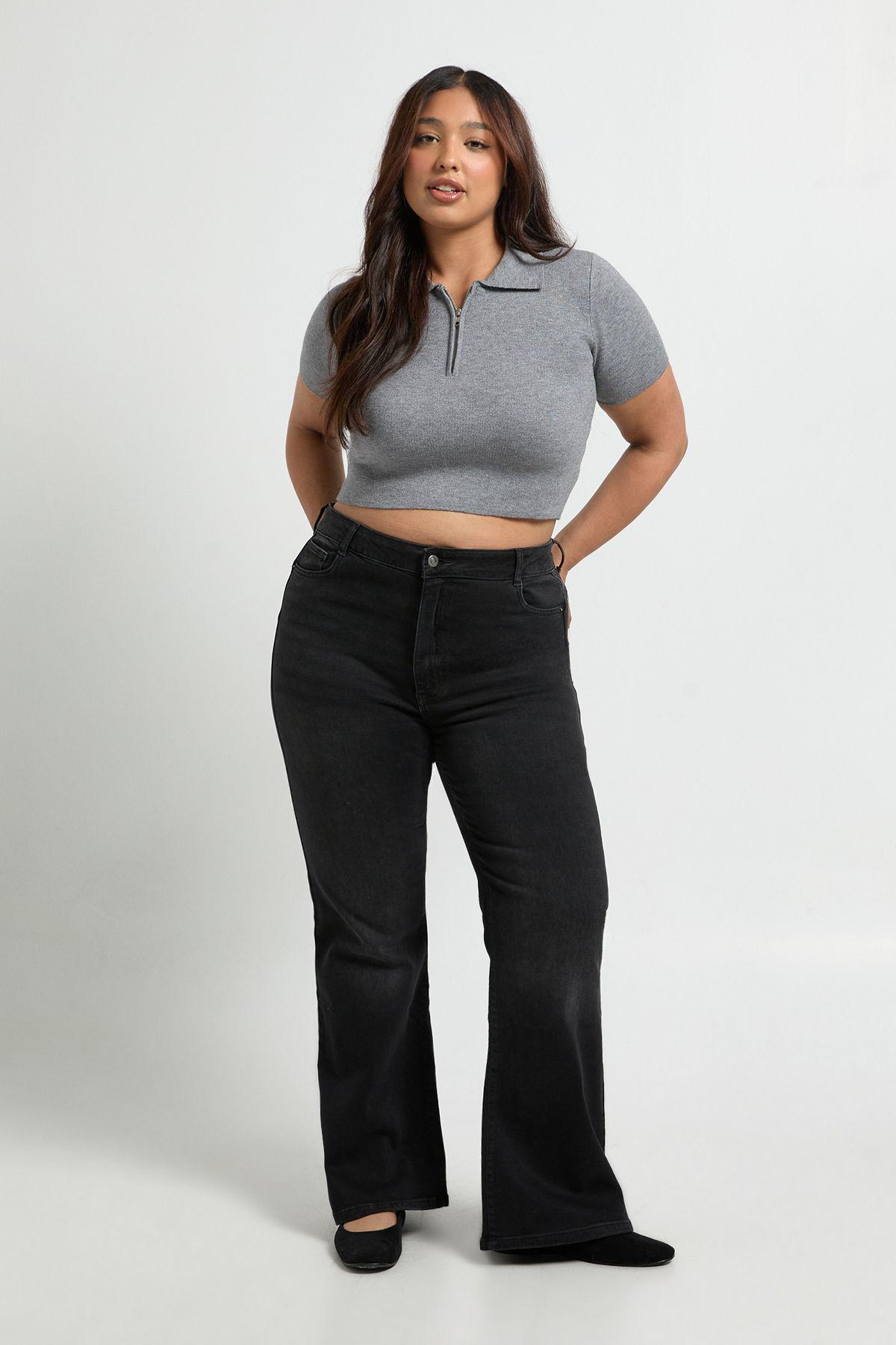 Plus High Waist Booty Lifting Flared Jean by BOOHOO