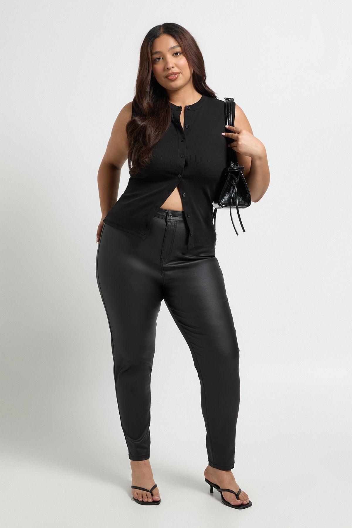 Plus High Waist Coated Skinny Jean by BOOHOO