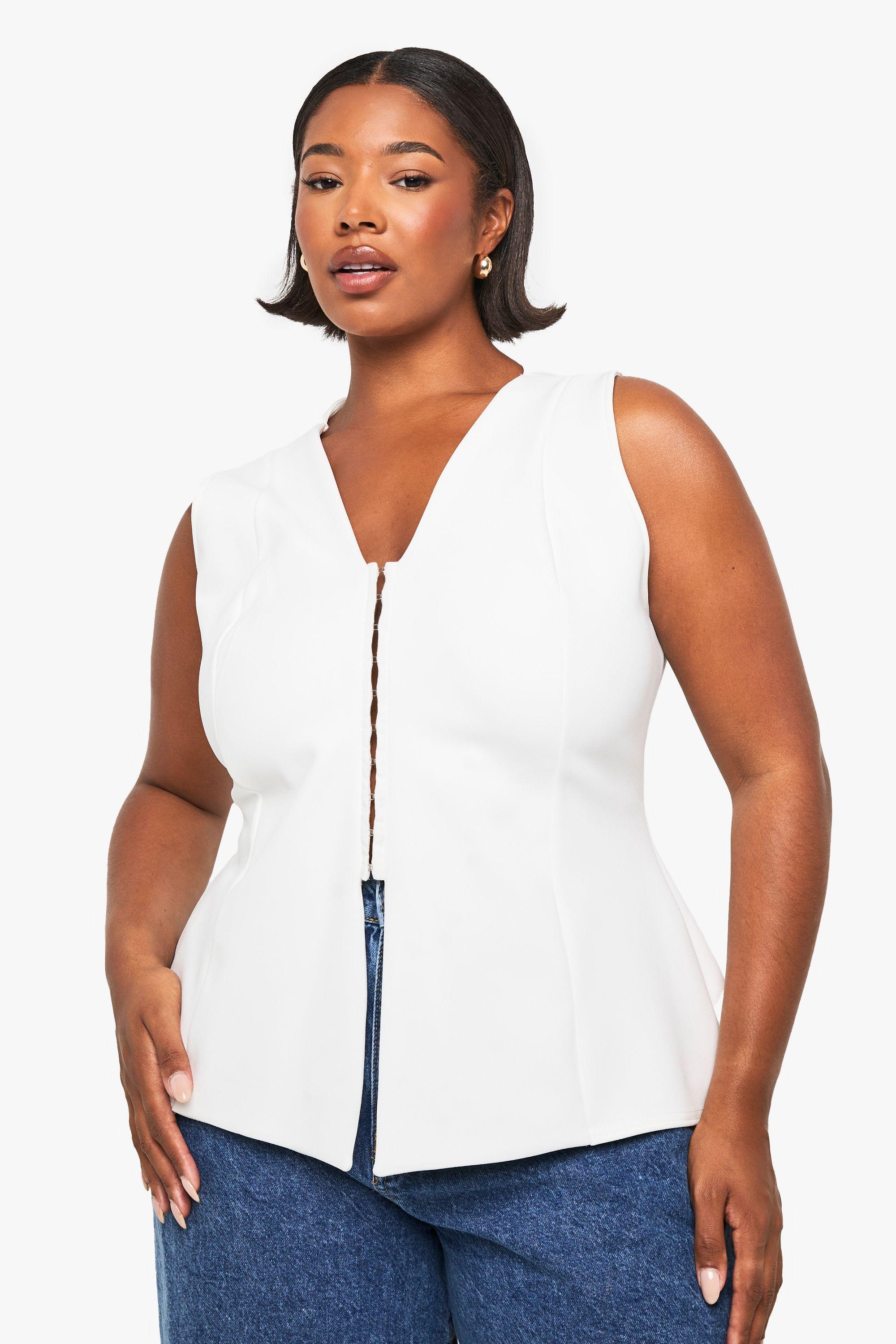 Plus Hook And Eye Cinched Waistcoat by BOOHOO