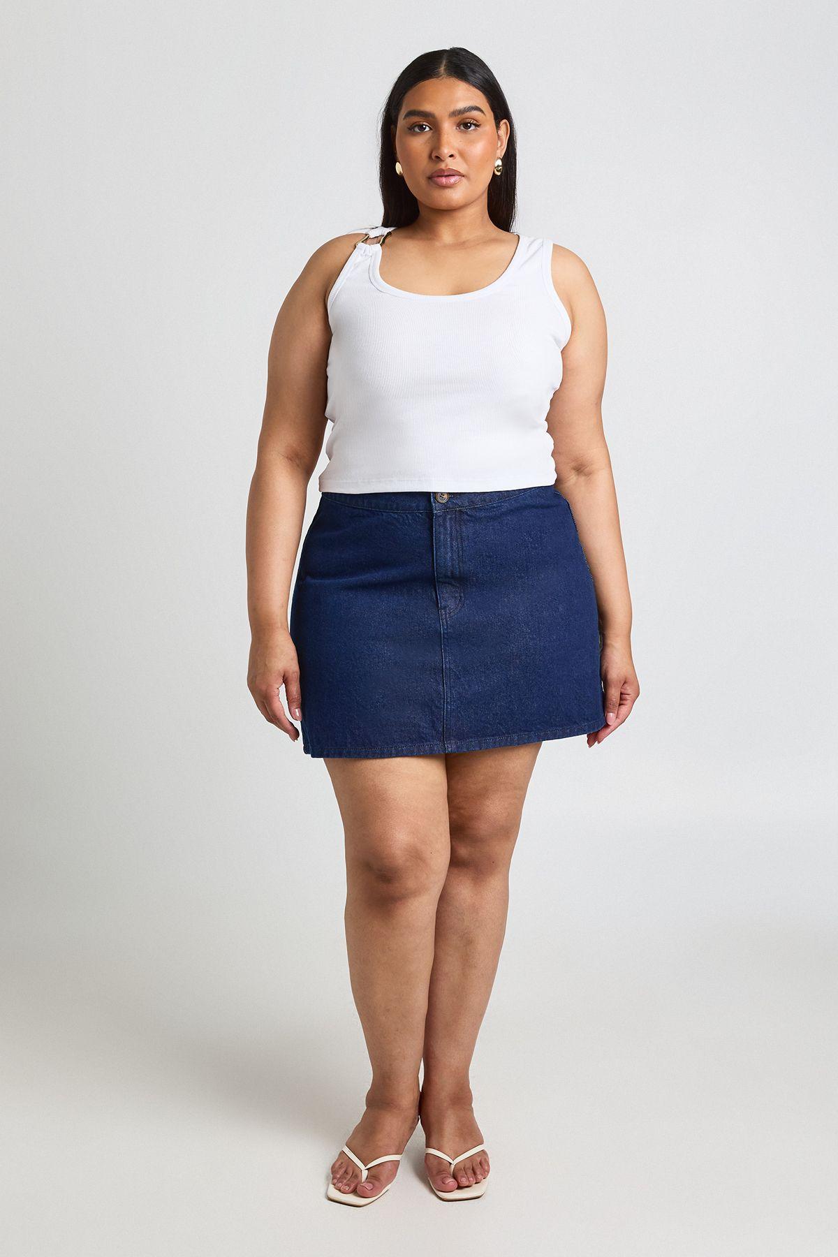 Plus Horn Button Mini Skirt by BOOHOO