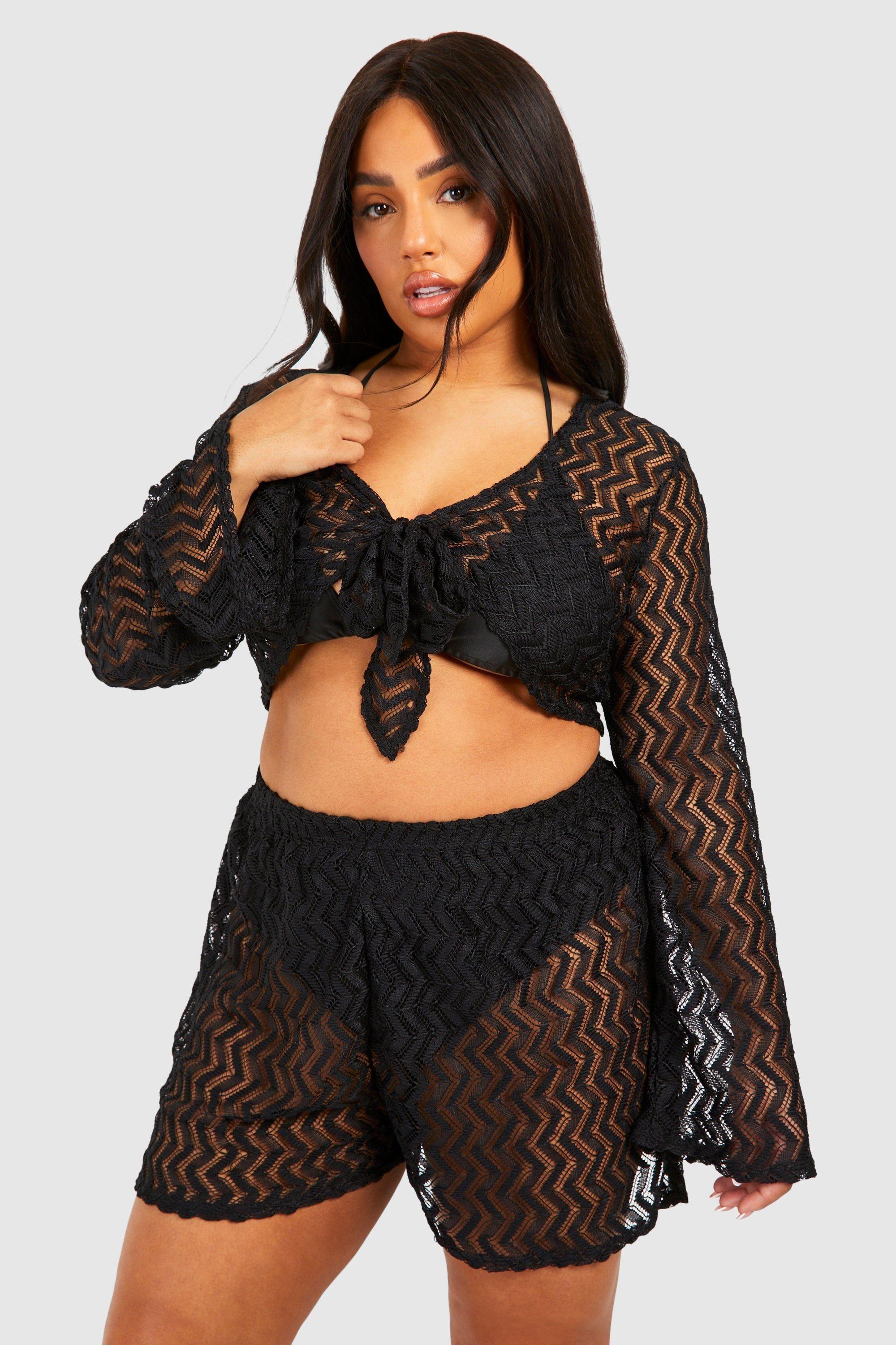 Plus Jersey Knitted Beach Co Ord by BOOHOO