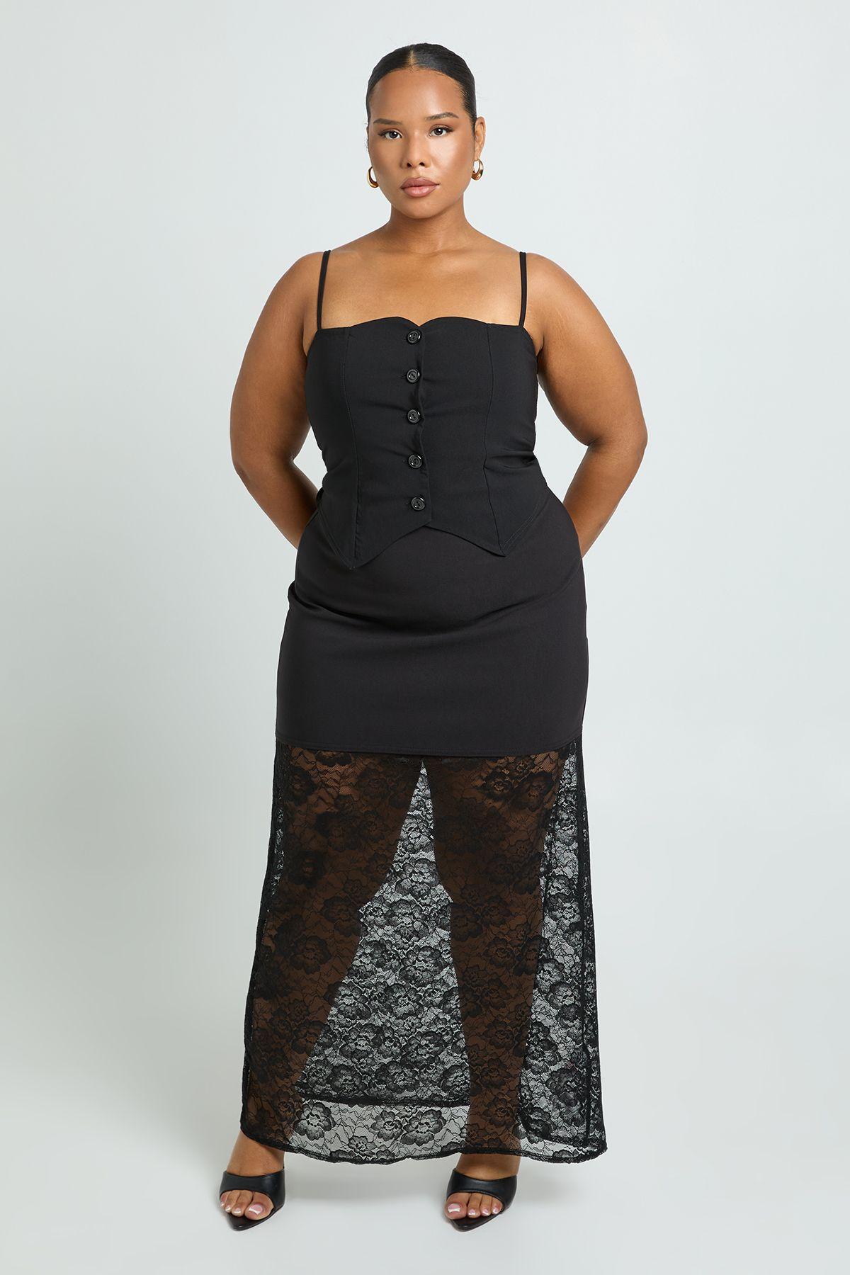 Plus Lace Contrast Maxi Skirt by BOOHOO