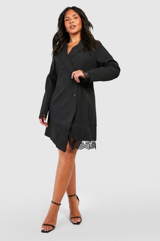 Plus Lace Insert Blazer Dress by BOOHOO