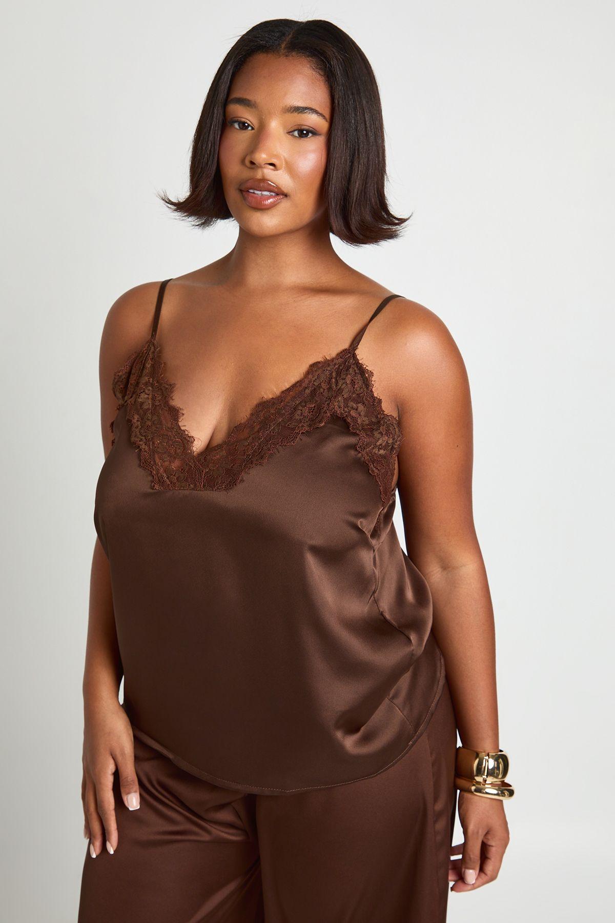 Plus Lace Trim Cami Top by BOOHOO