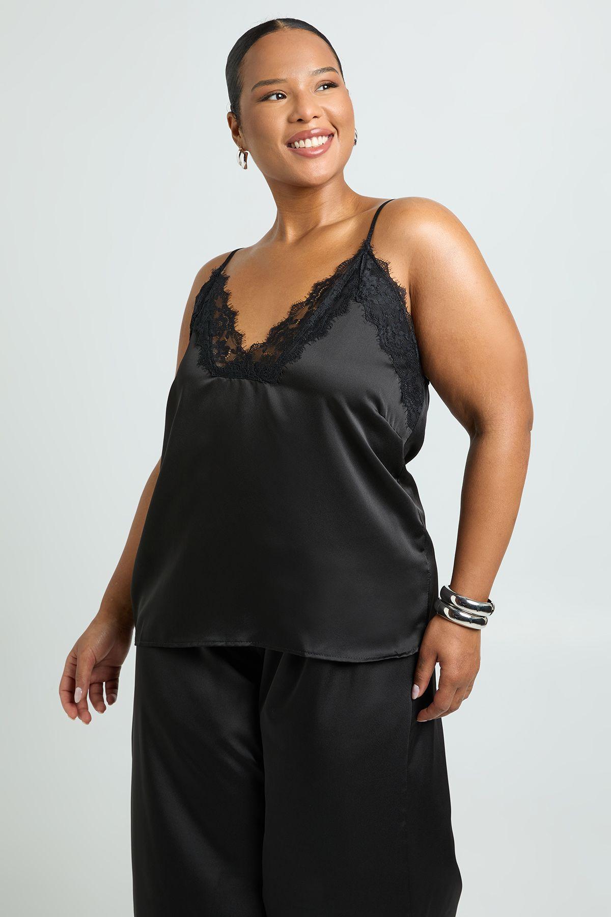 Plus Lace Trim Cami Top by BOOHOO