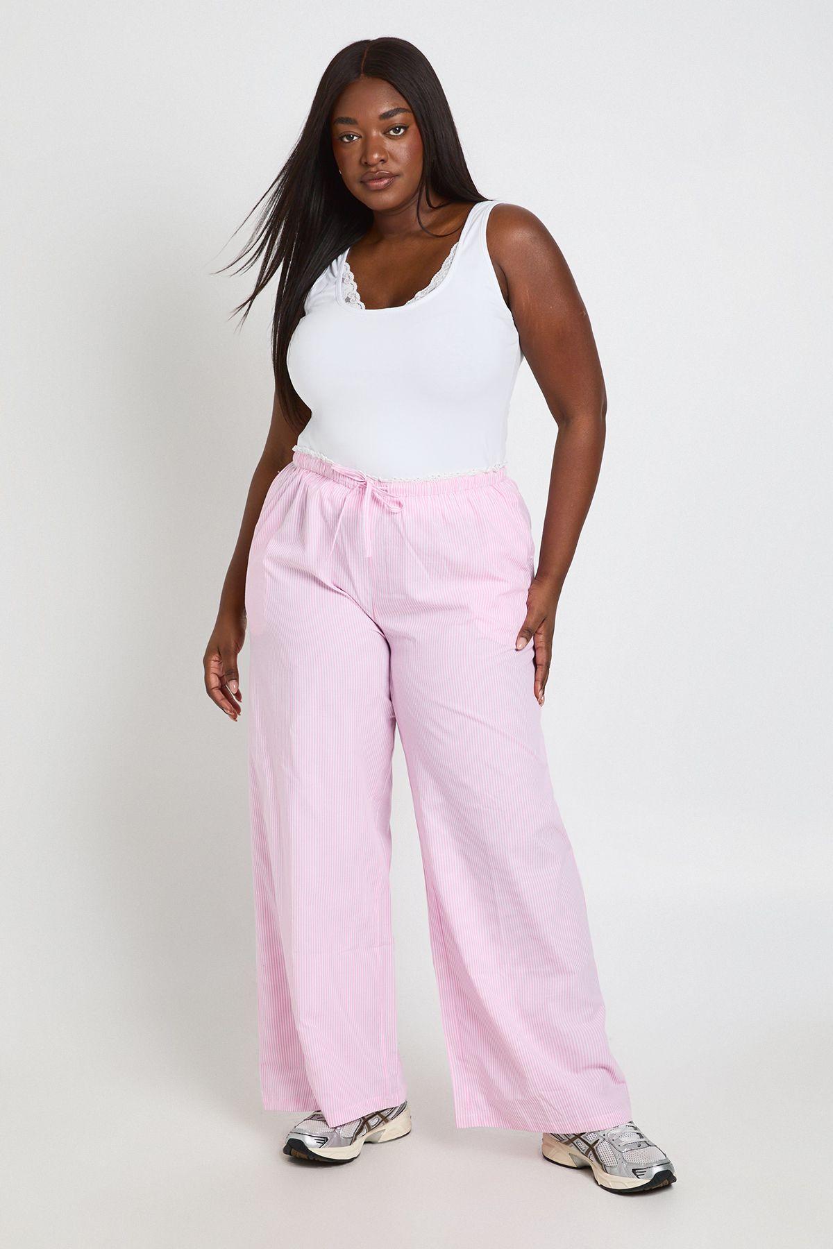 Plus Lace Trim Trouser by BOOHOO