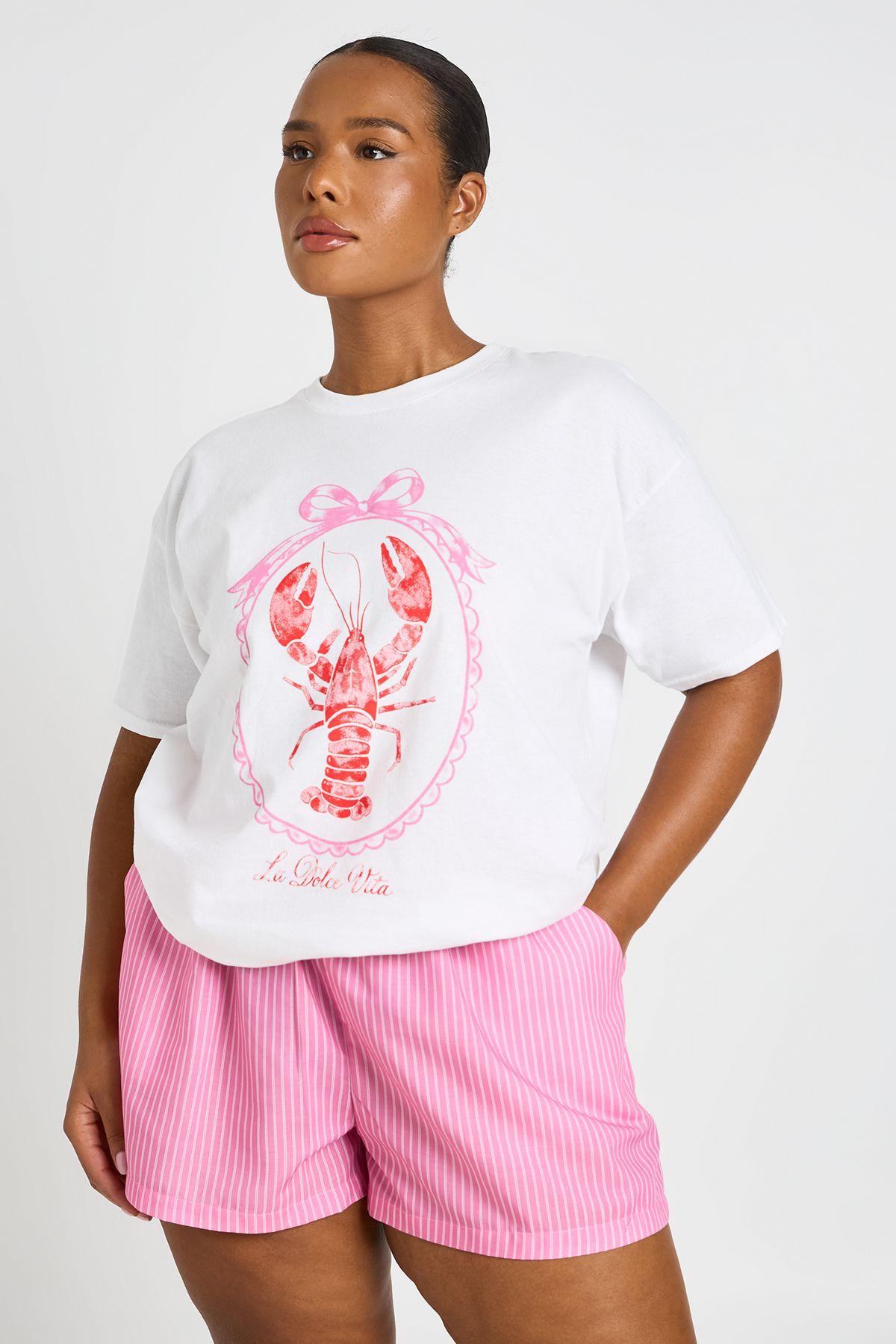 Plus Lobster Printed T Shirt by BOOHOO