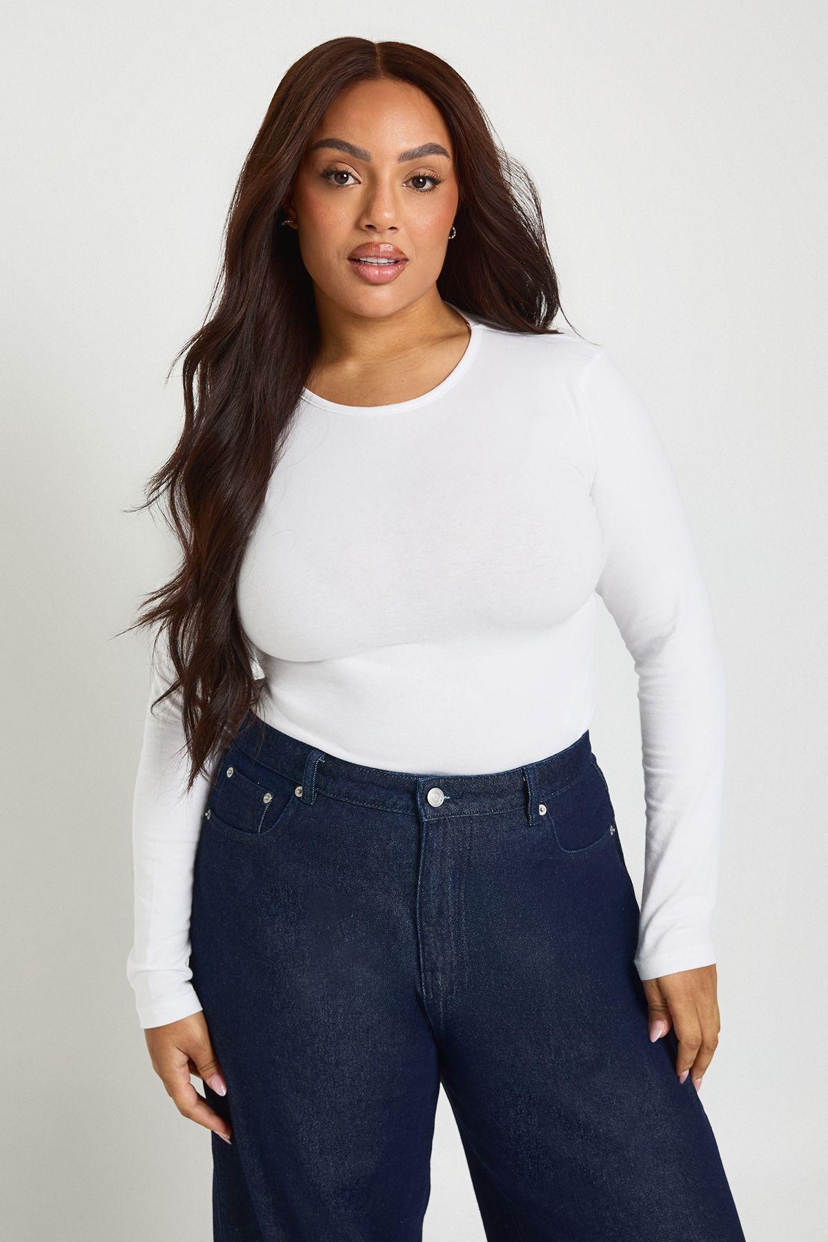 Plus Long Sleeve Crew Neck Bodysuit by BOOHOO