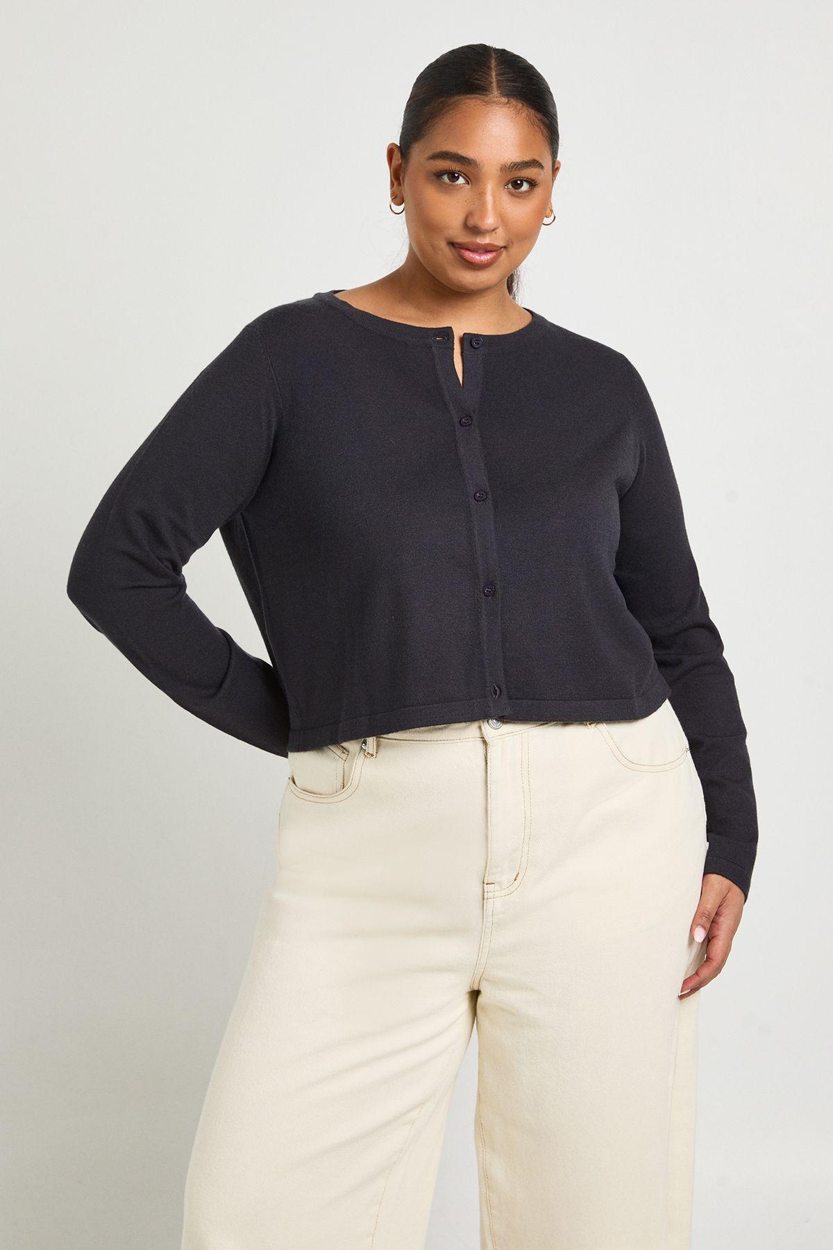 Plus Long Sleeve Knit Rib Top by BOOHOO