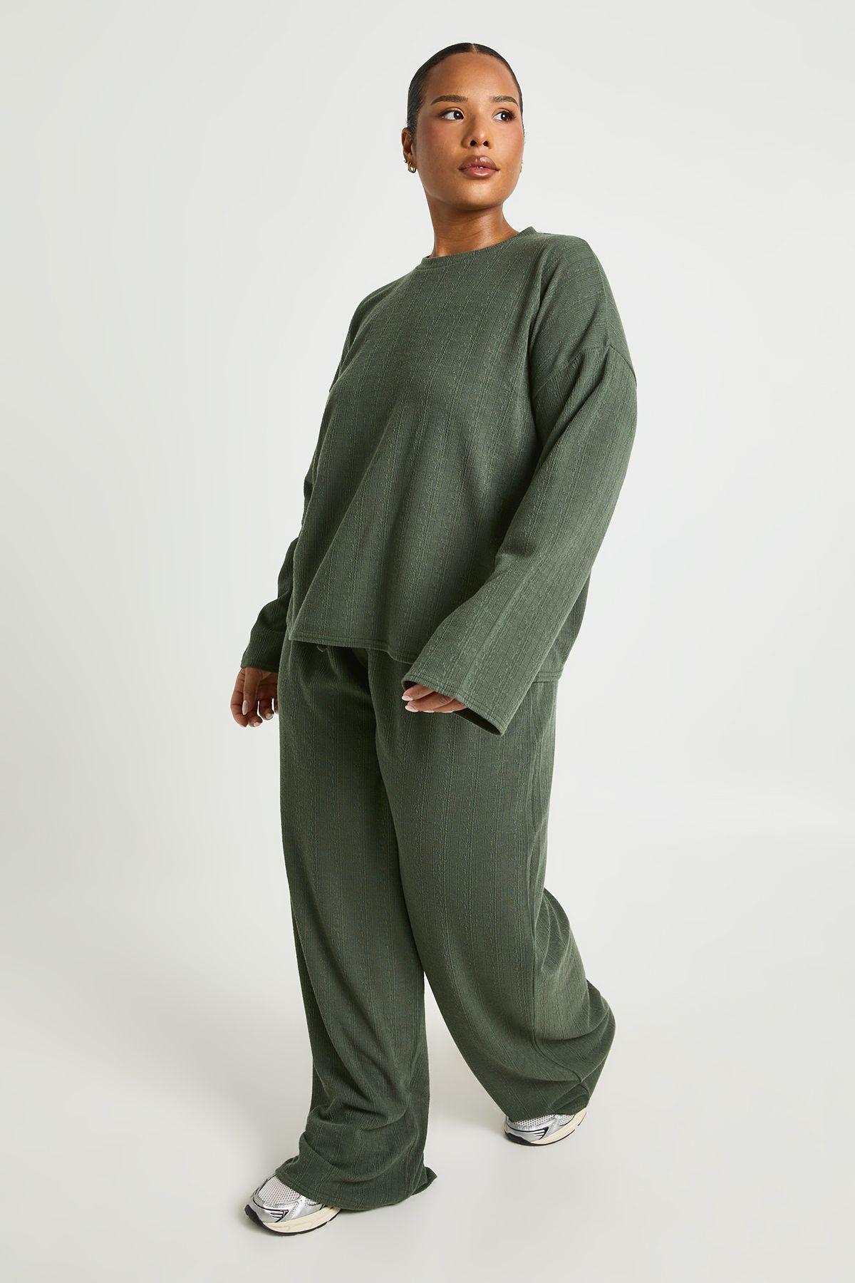 Plus Long Sleeve T-shirt & Wide Leg Trouser Co Ord by BOOHOO