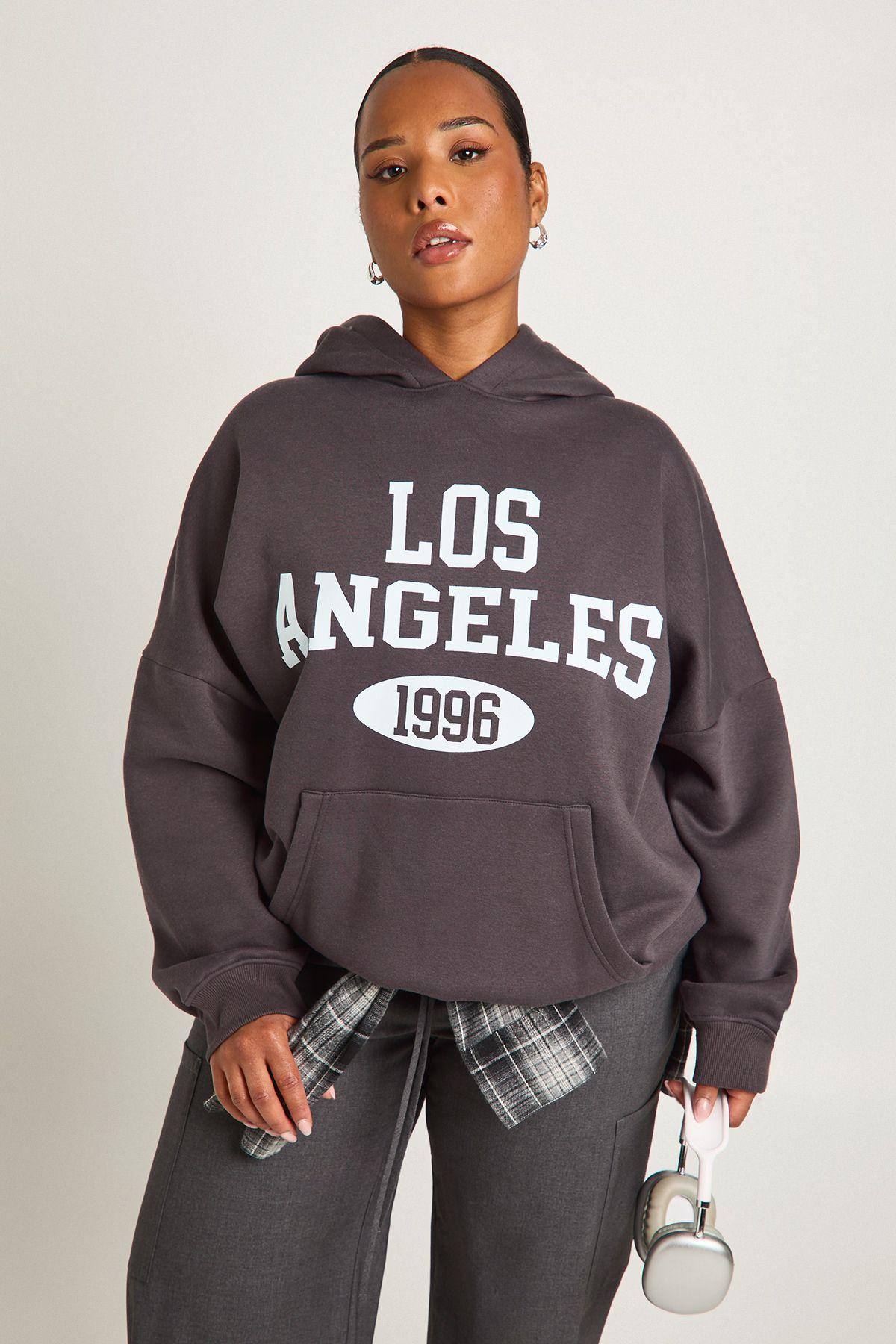 Plus Los Angeles Oversized Hoodie by BOOHOO