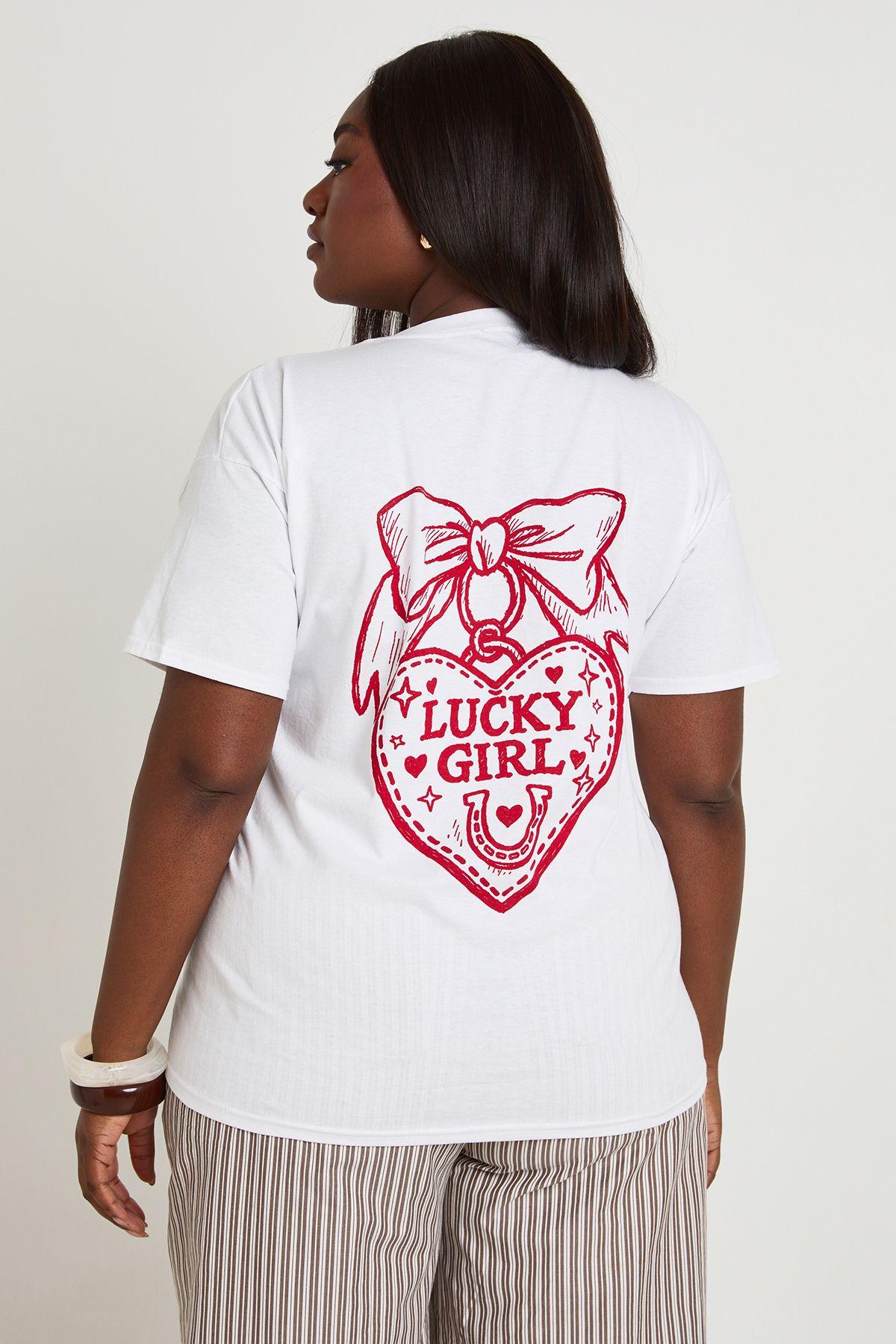 Plus Lucky Girl Oversized T-shirt by BOOHOO
