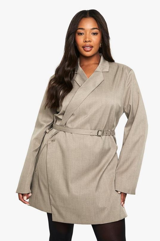 Plus Marl Belted Blazer Dress by BOOHOO