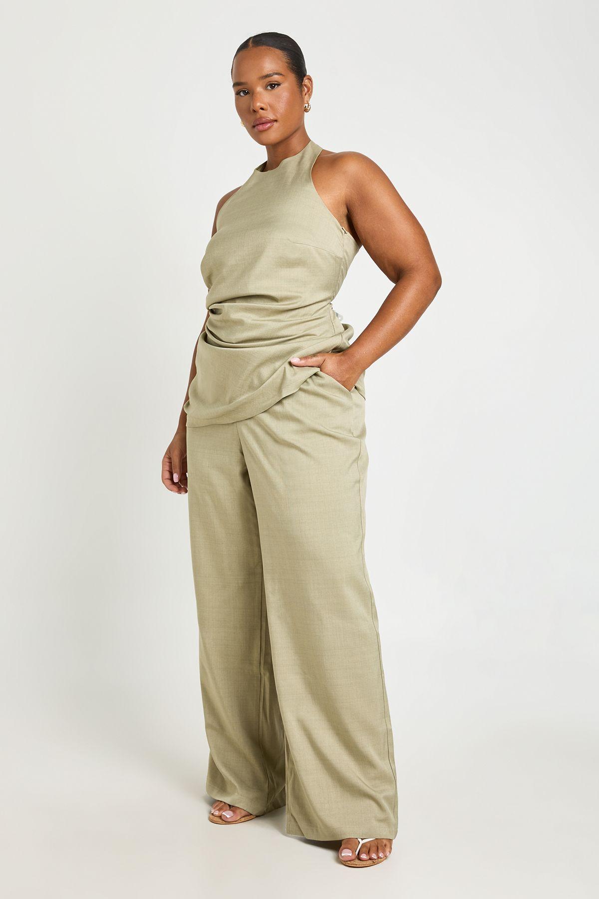 Plus Marl Mid Rise Tailored Trouser by BOOHOO