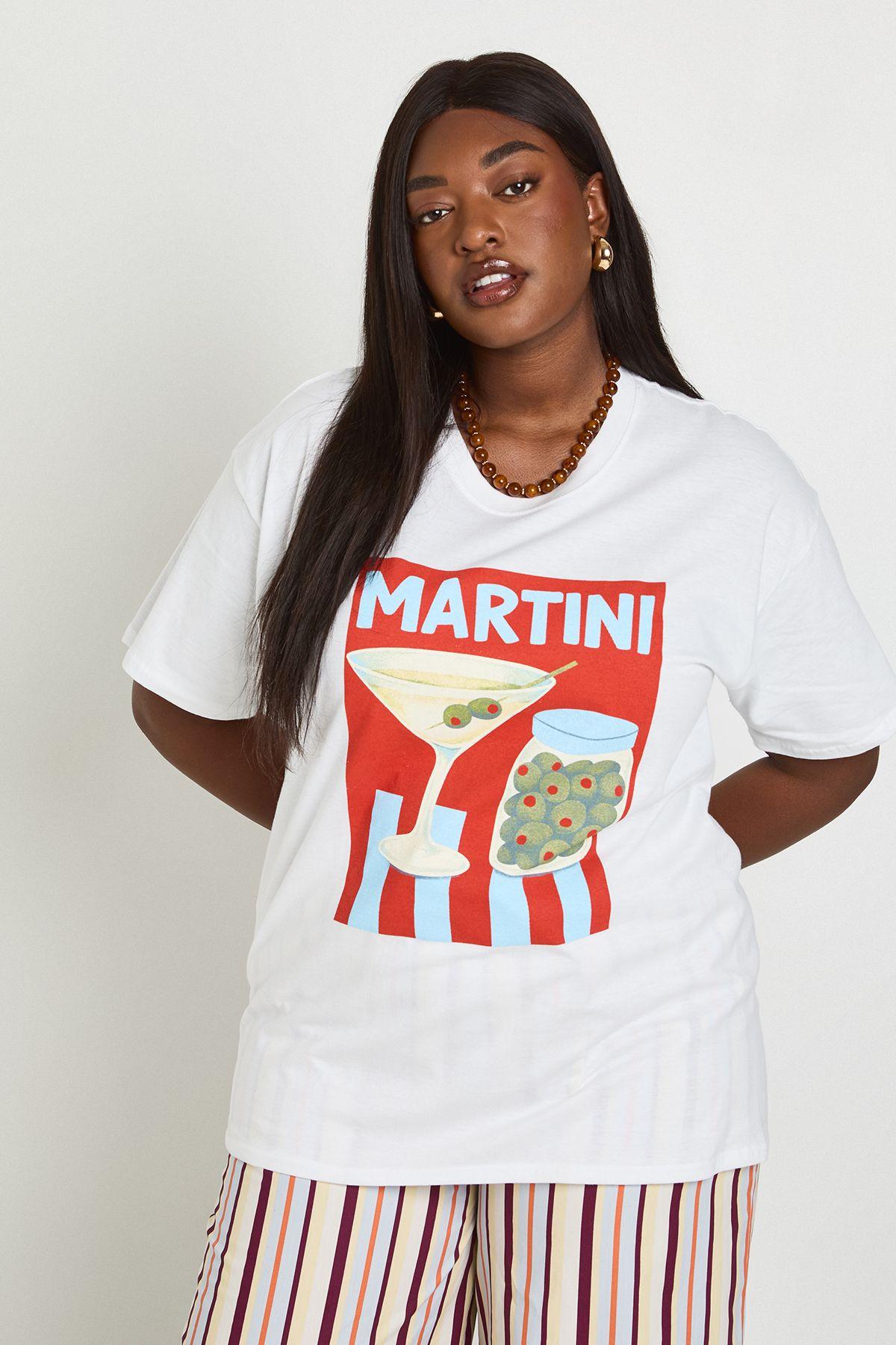 Plus Martini Printed T-Shirt by BOOHOO