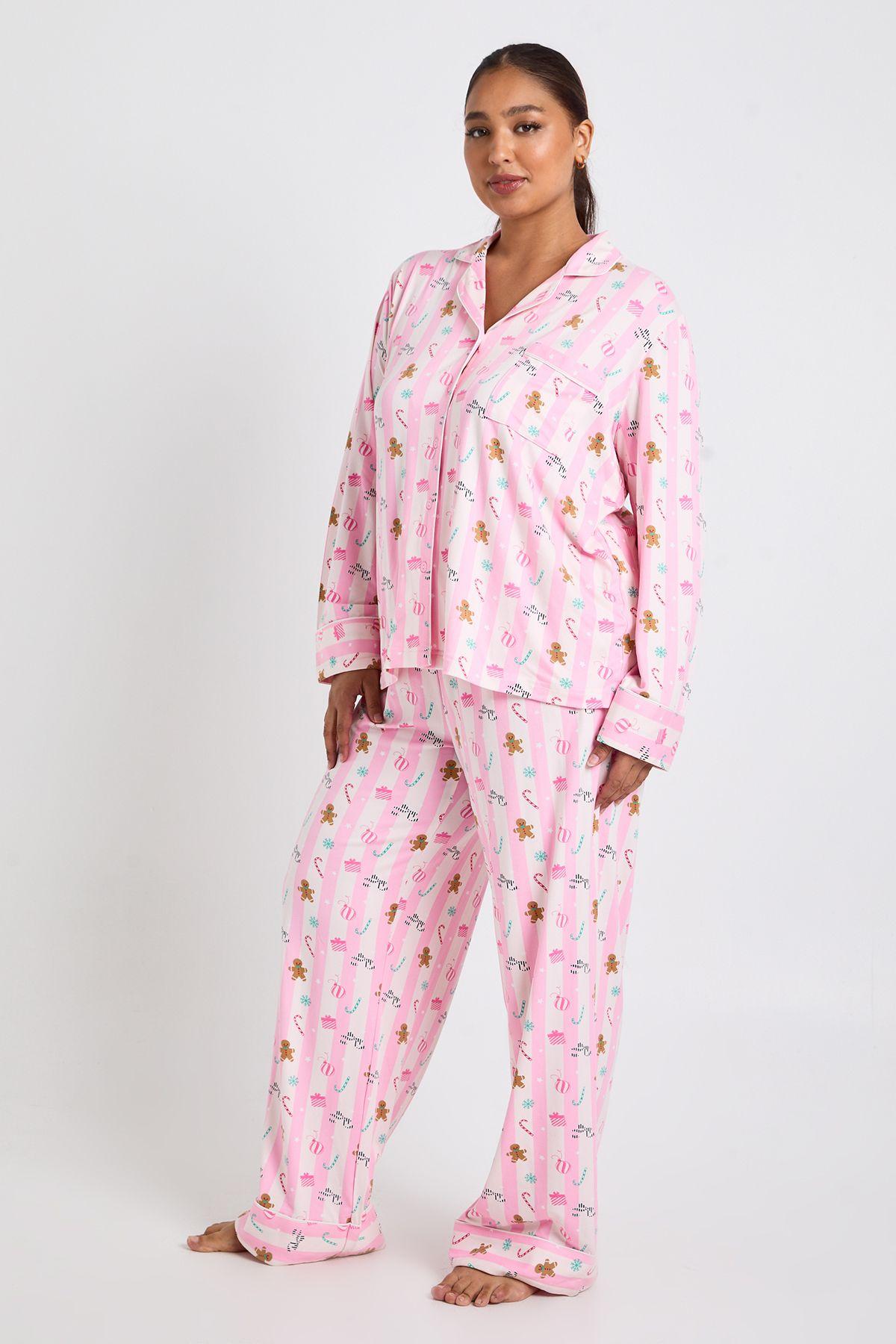 Plus Matching Family Gingerbread Man Fleece Print Trouser PJ Set by BOOHOO
