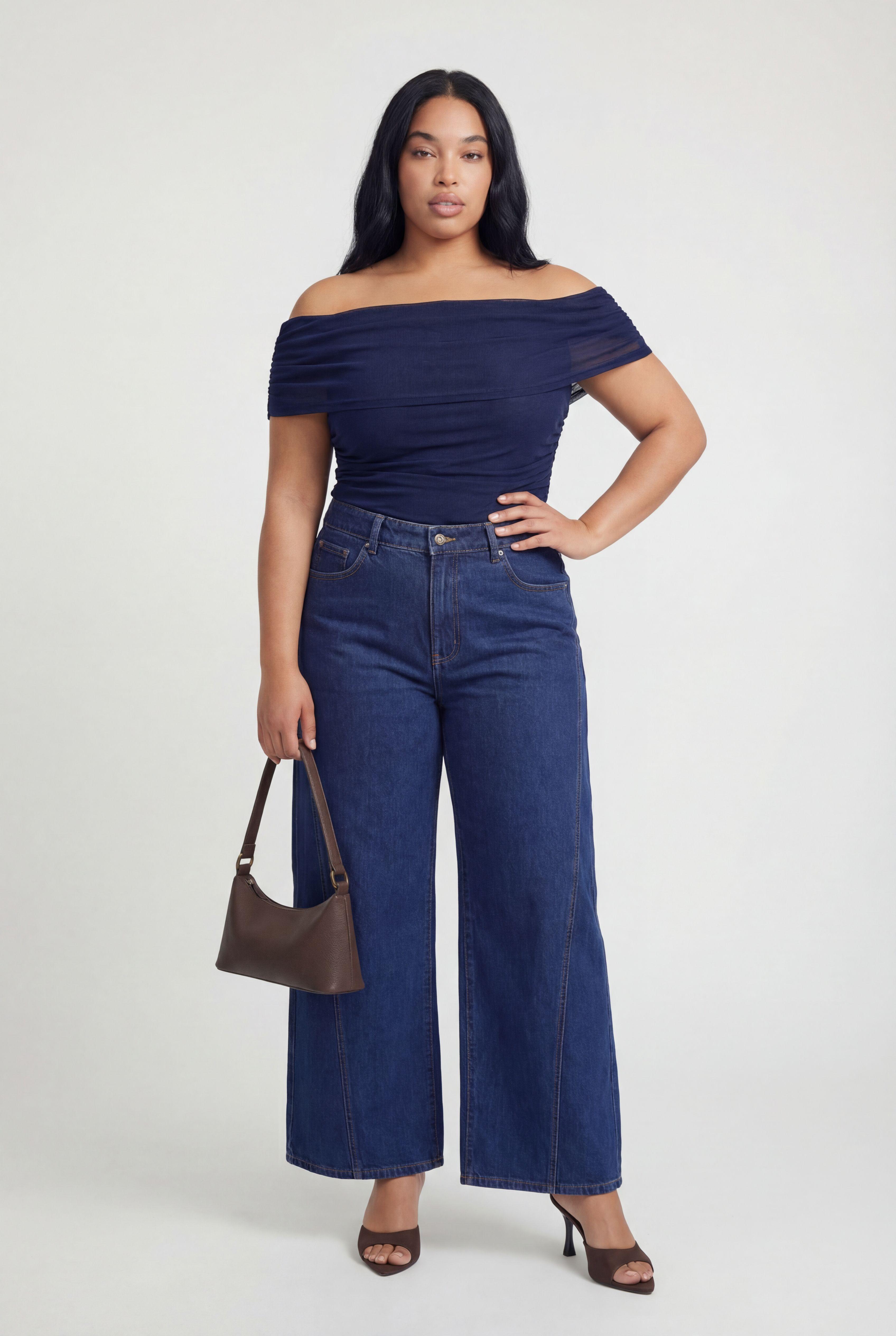 Plus Mesh Bardot Ruched Top by BOOHOO