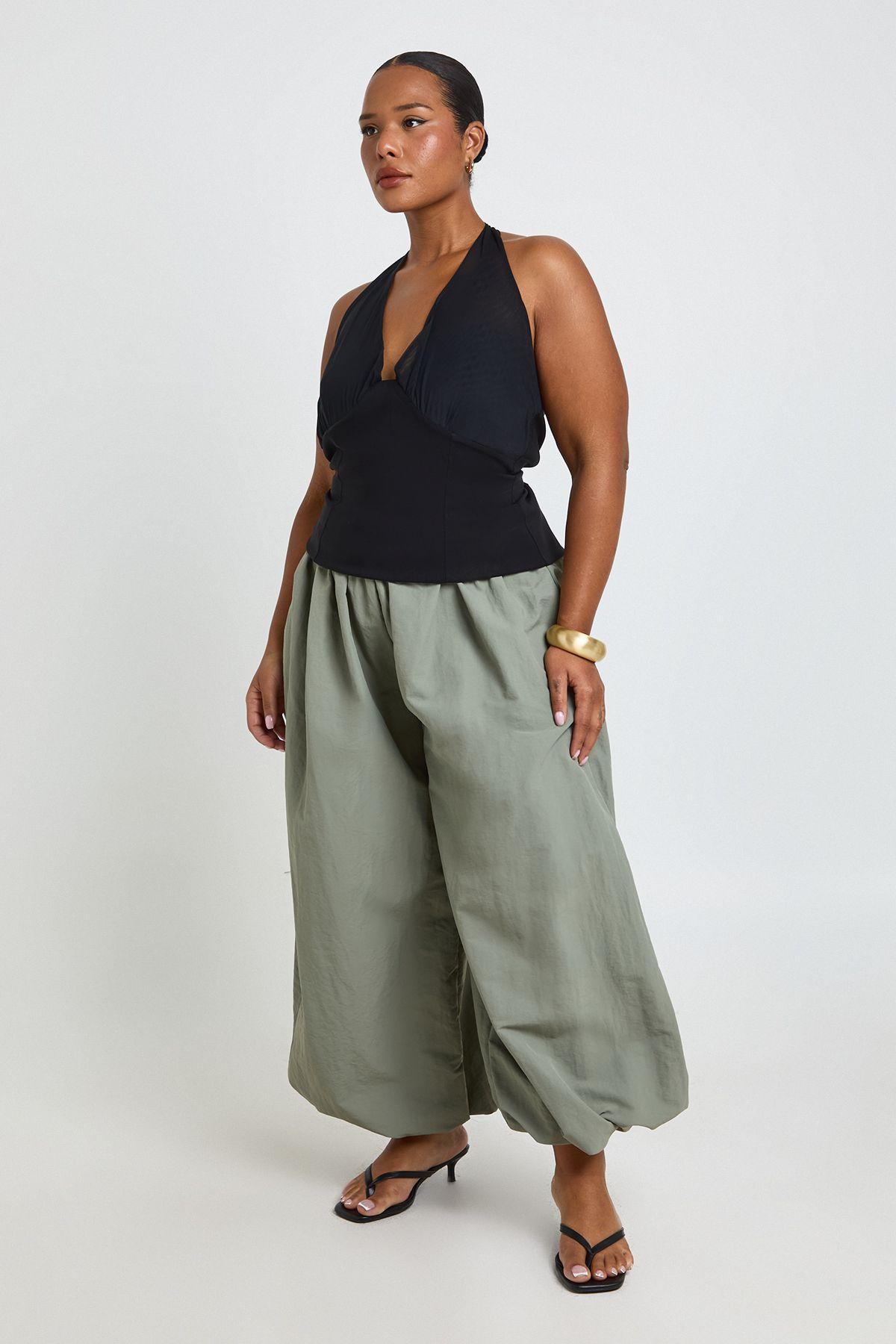 Plus Mesh Halterneck Bengaline Top by BOOHOO