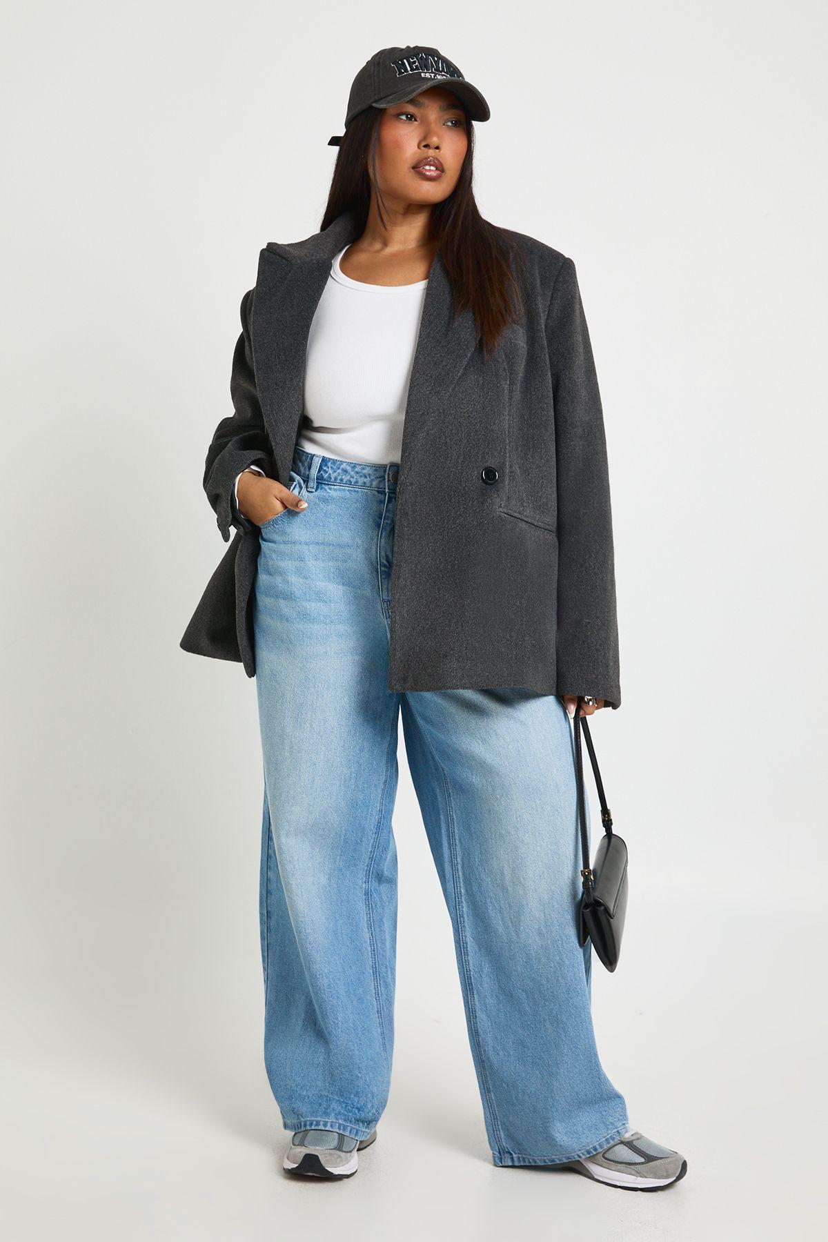 Plus Mid Waist Loose Fit Skater Jean by BOOHOO