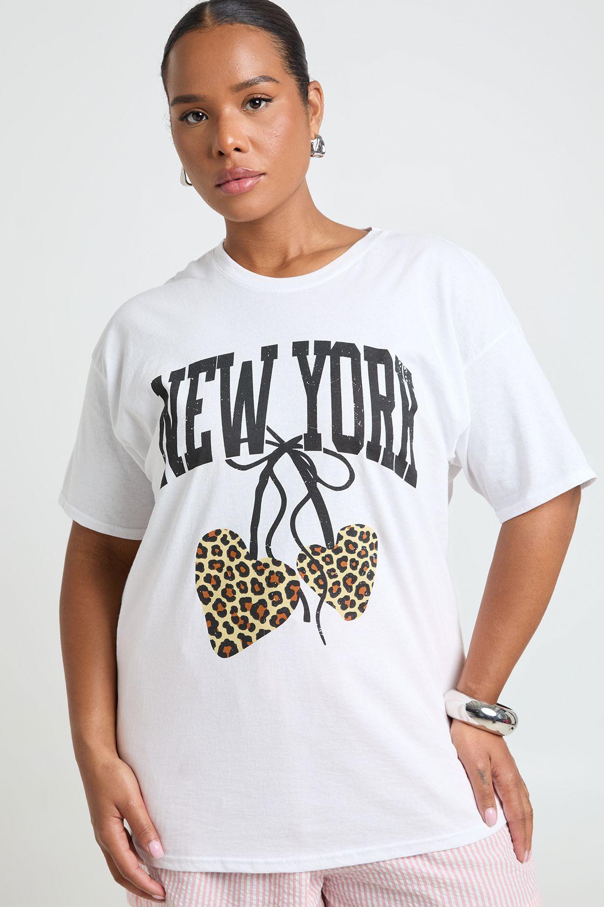 Plus New York Cherry Printed T Shirt by BOOHOO