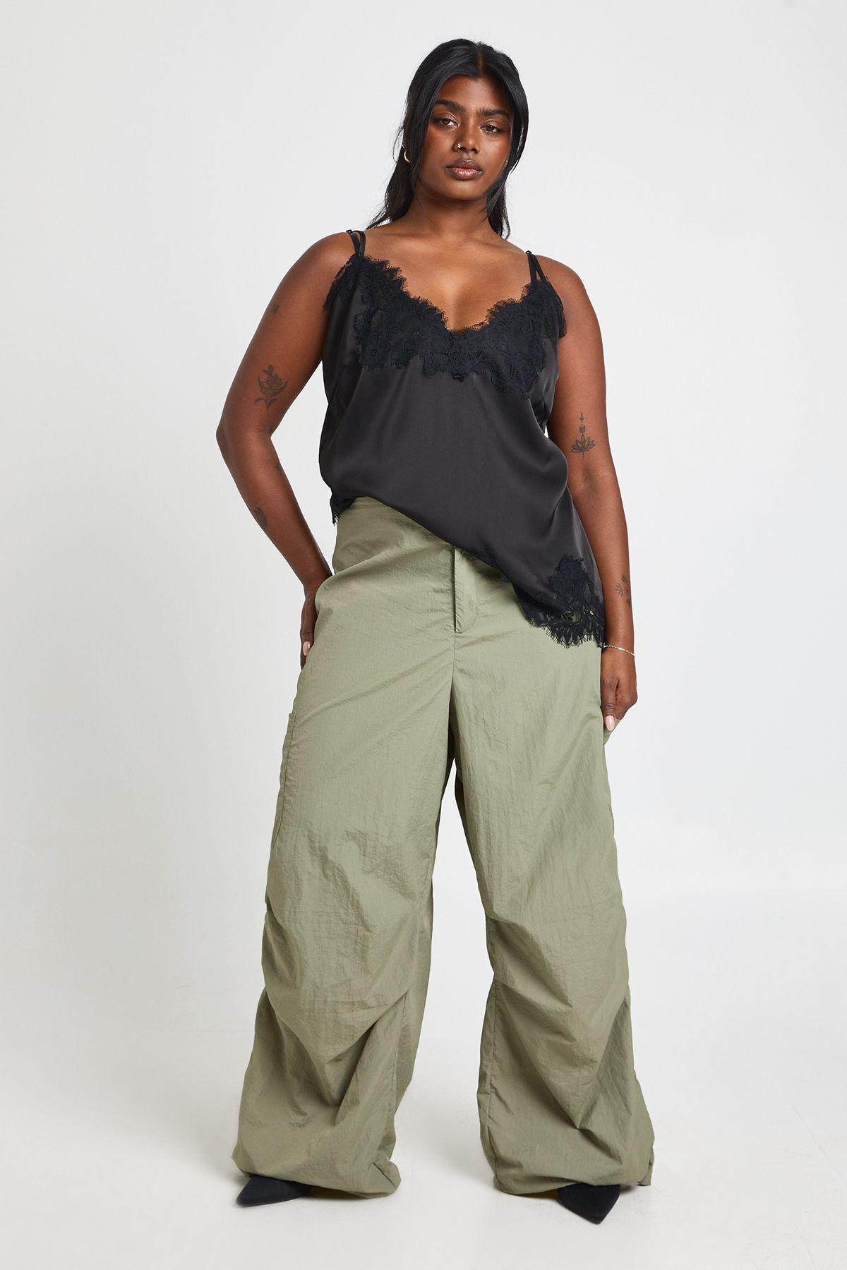 Plus Nylon Bungee Hem Cargo Trouser by BOOHOO