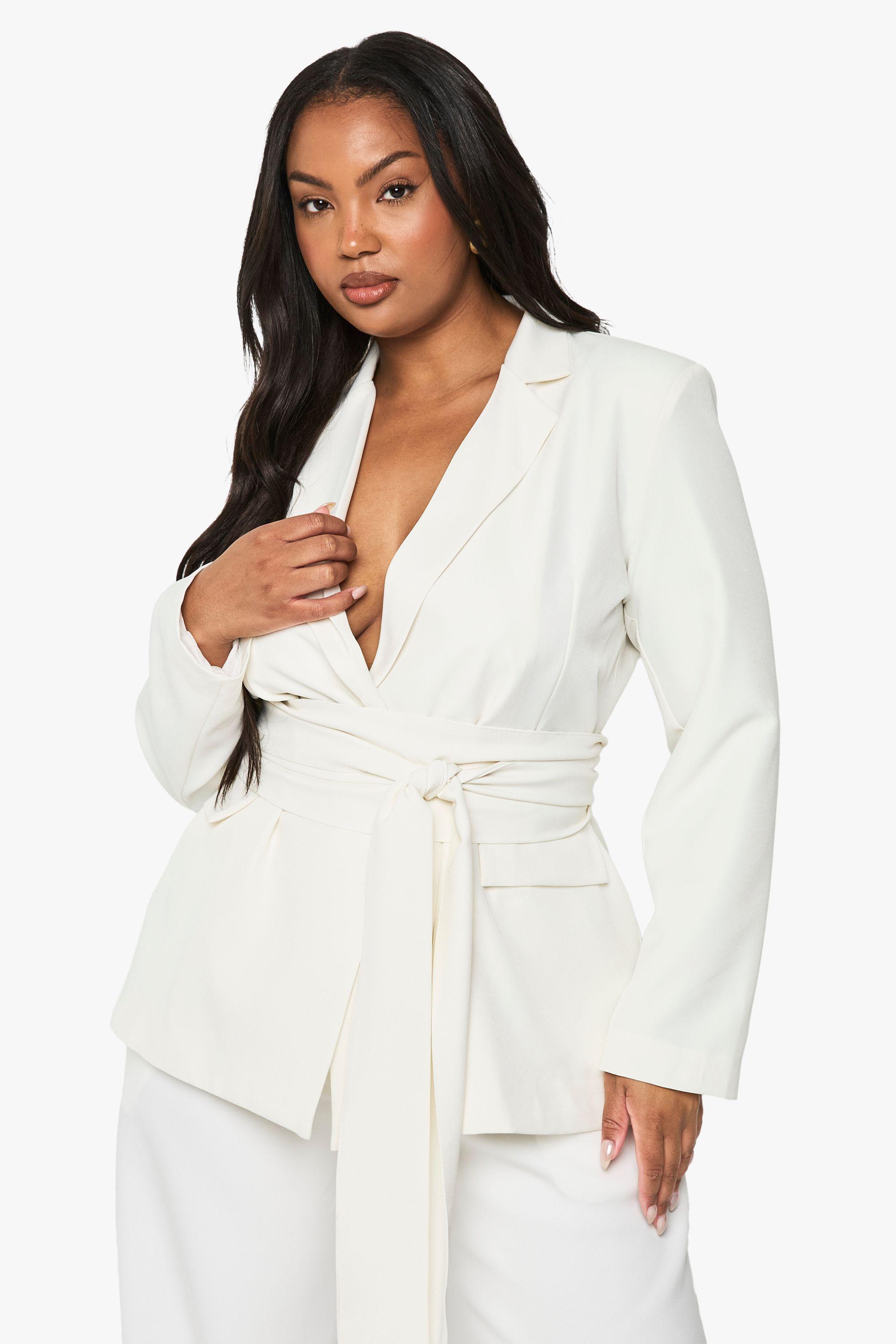 Plus Obi Tie Waist Blazer Dress by BOOHOO
