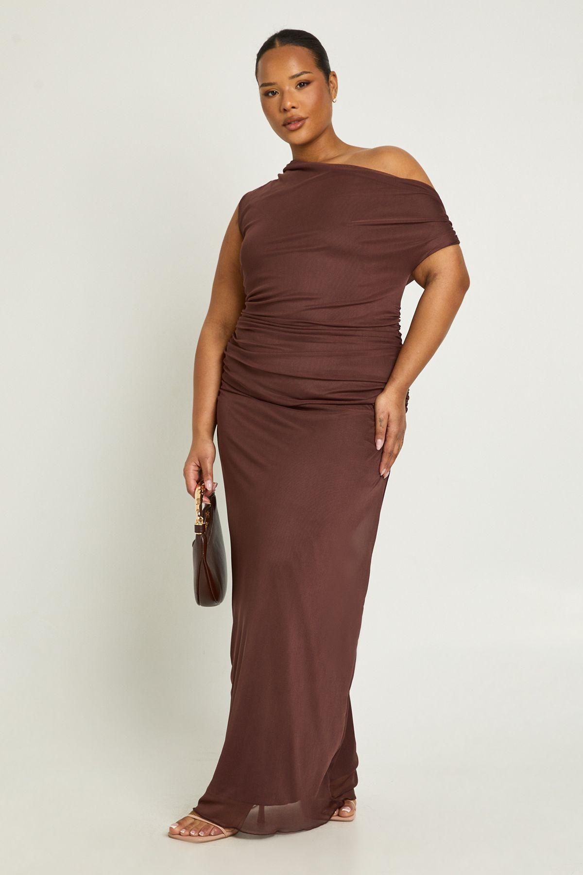 Plus Off The Shoulder Mesh Maxi Dress by BOOHOO