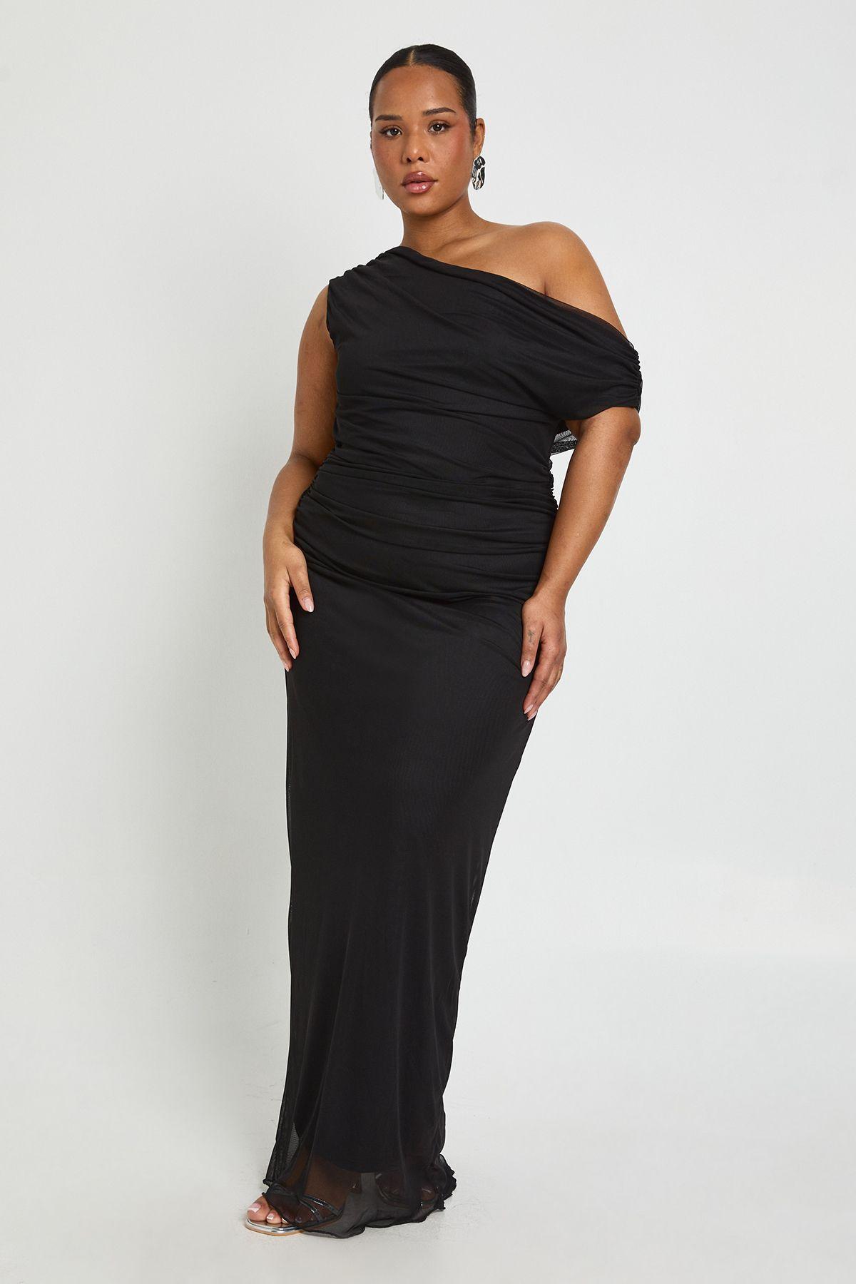 Plus Off The Shoulder Mesh Maxi Dress by BOOHOO