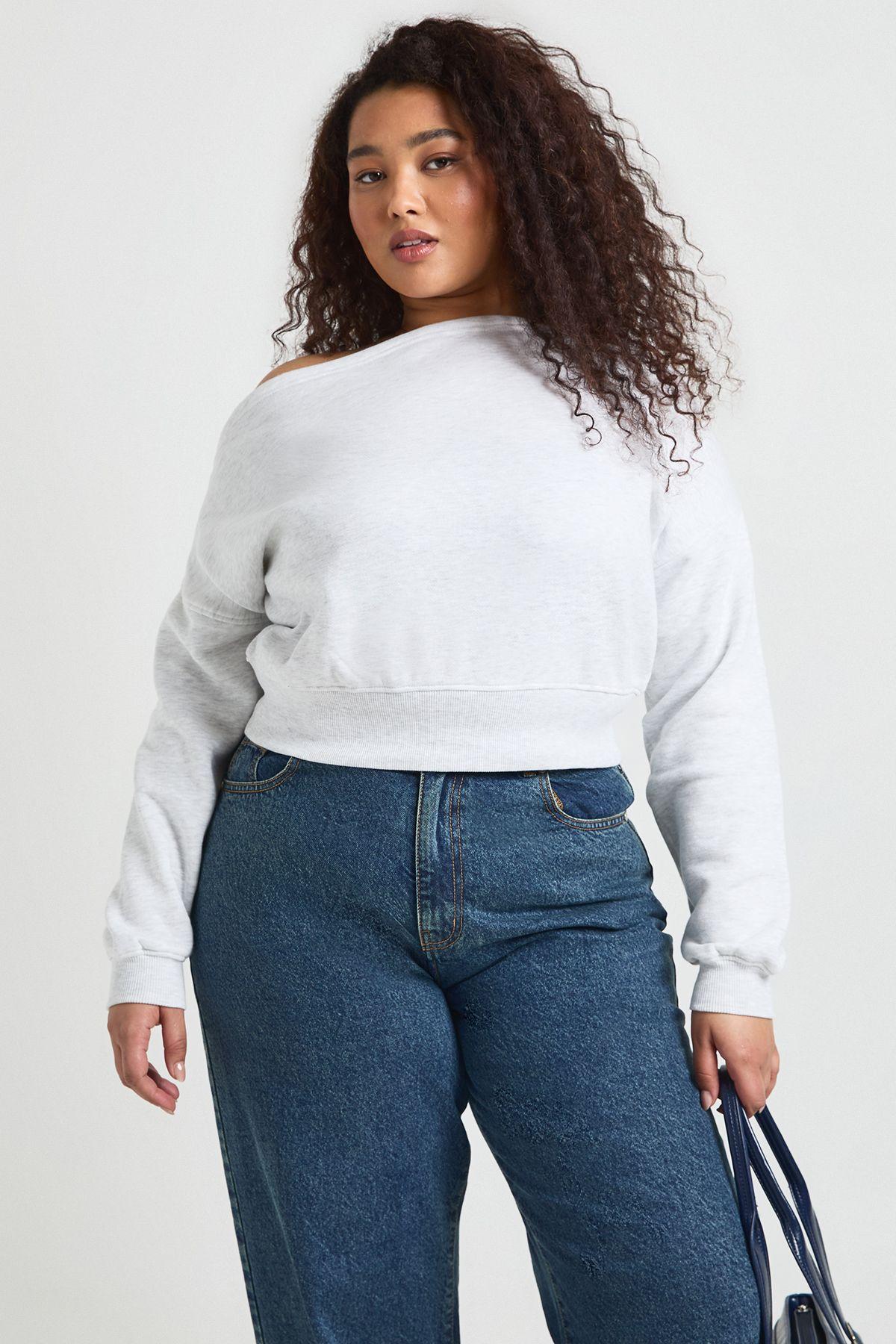Plus Off The Shoulder Oversized Jumper by BOOHOO