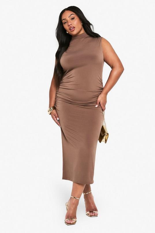 Plus One Shoulder Ruched Detail Maxi Dress by BOOHOO