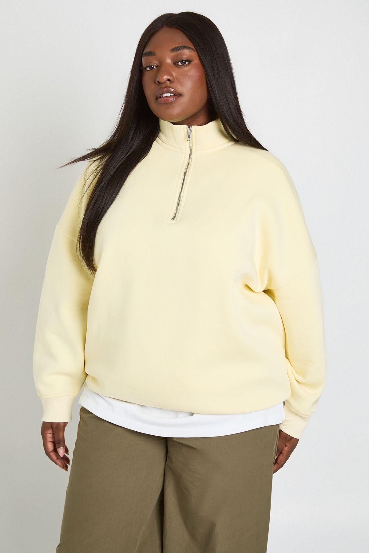 Plus Oversized Half Zip Sweatshirt by BOOHOO