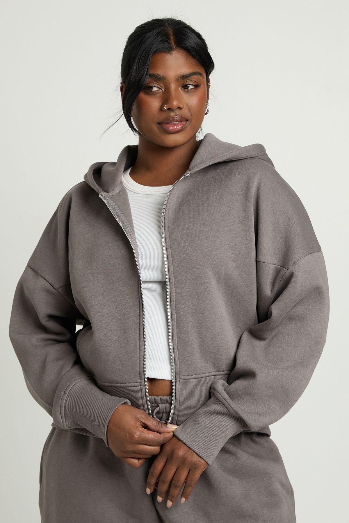 Plus Oversized Seam Detail Zip Up Hoodie by BOOHOO