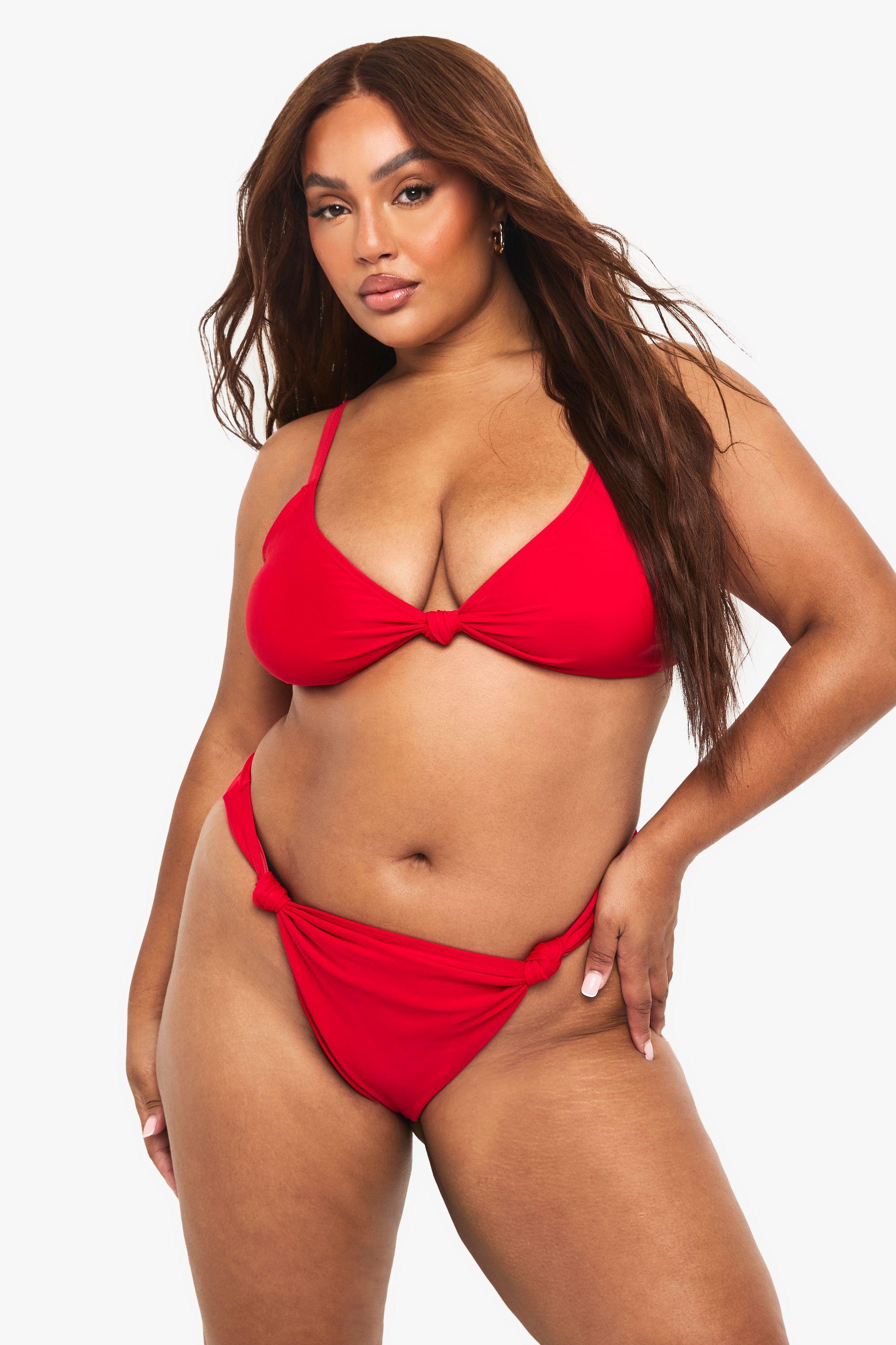 Plus Padded Knot Front Detail Bikini Top by BOOHOO