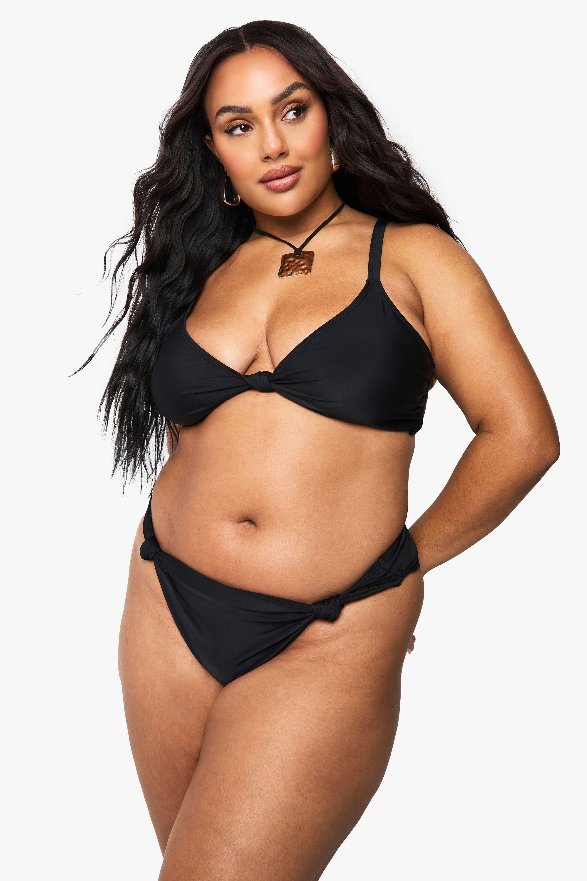 Plus Padded Knot Front Detail Bikini Top by BOOHOO Plus Padded Knot Front Detail Bikini Top by BOOHOO