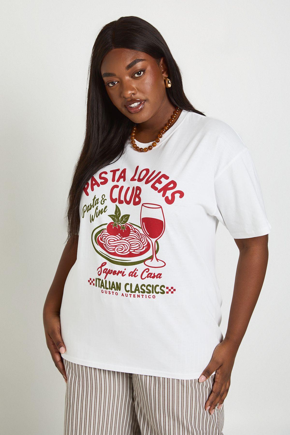 Plus Pasta Lovers Club T-shirt by BOOHOO