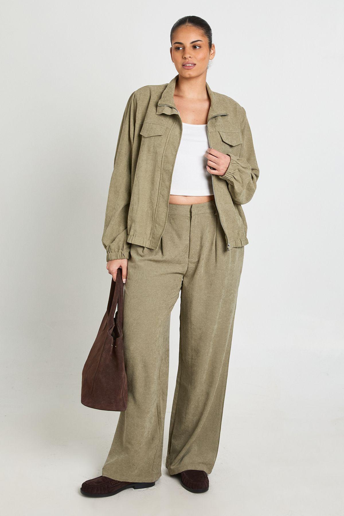 Plus Peached Pleated Wide Leg Trouser by BOOHOO