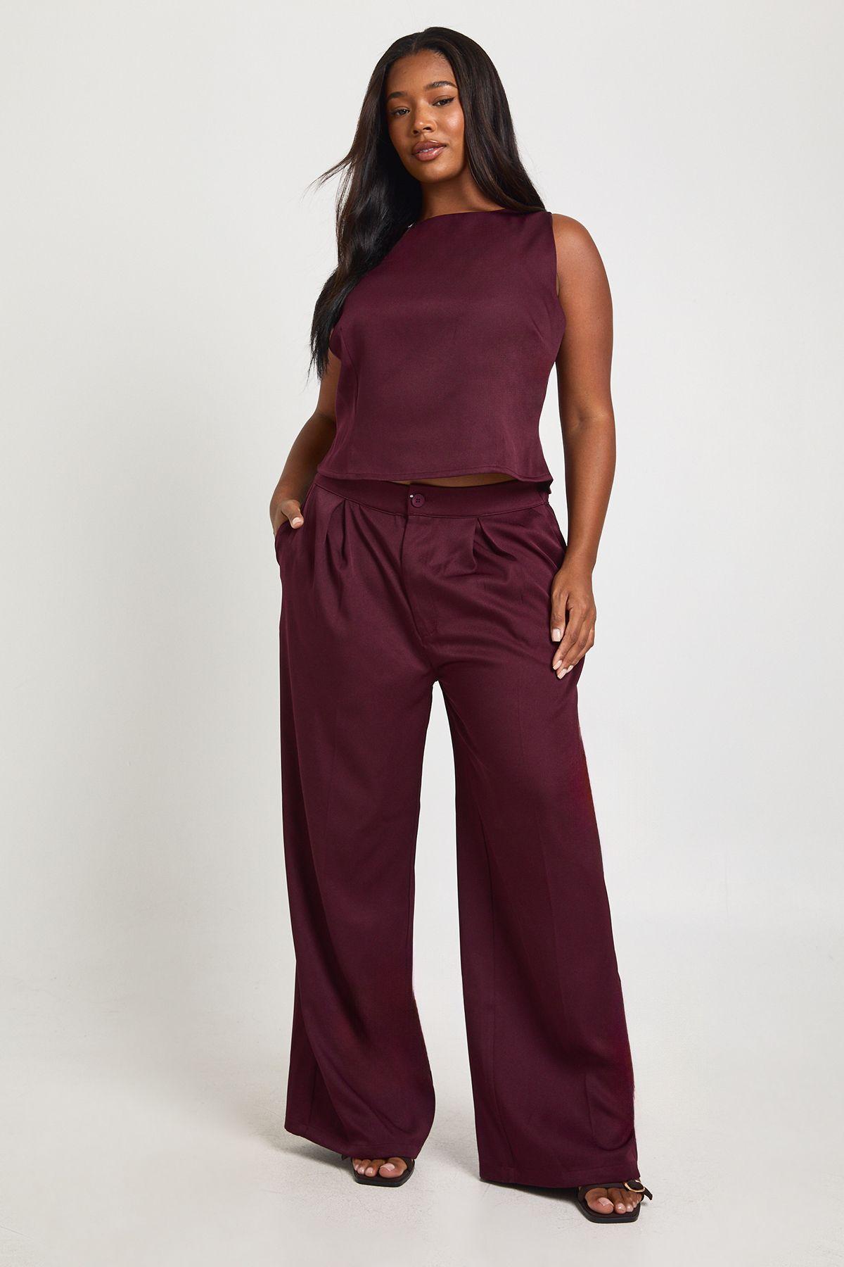 Plus Pleated Front Wide Leg Trousers by BOOHOO