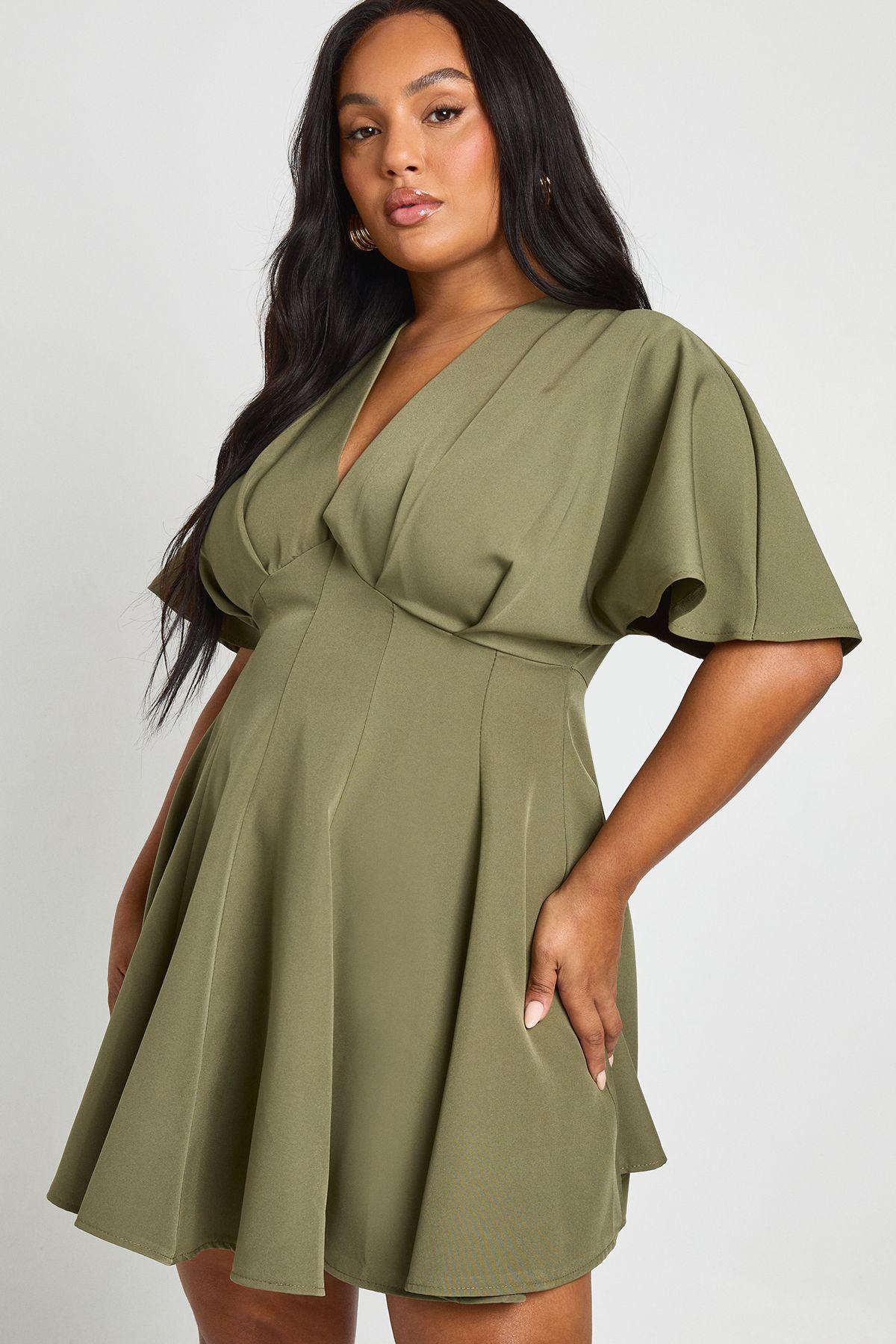 Plus Pleated Skirt Skater Dress by BOOHOO Plus Pleated Skirt Skater Dress by BOOHOO