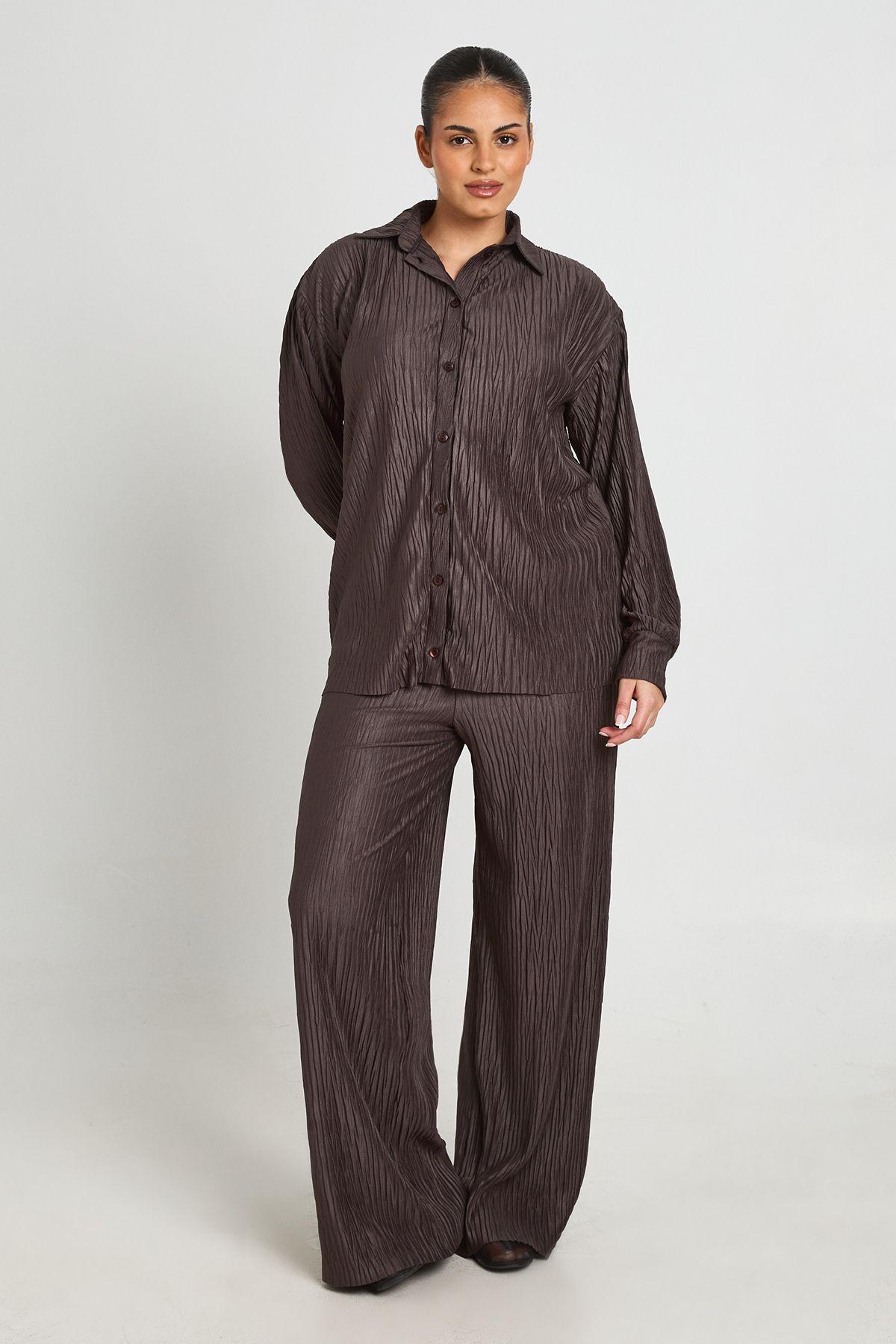 Plus Plisse Oversized Shirt by BOOHOO
