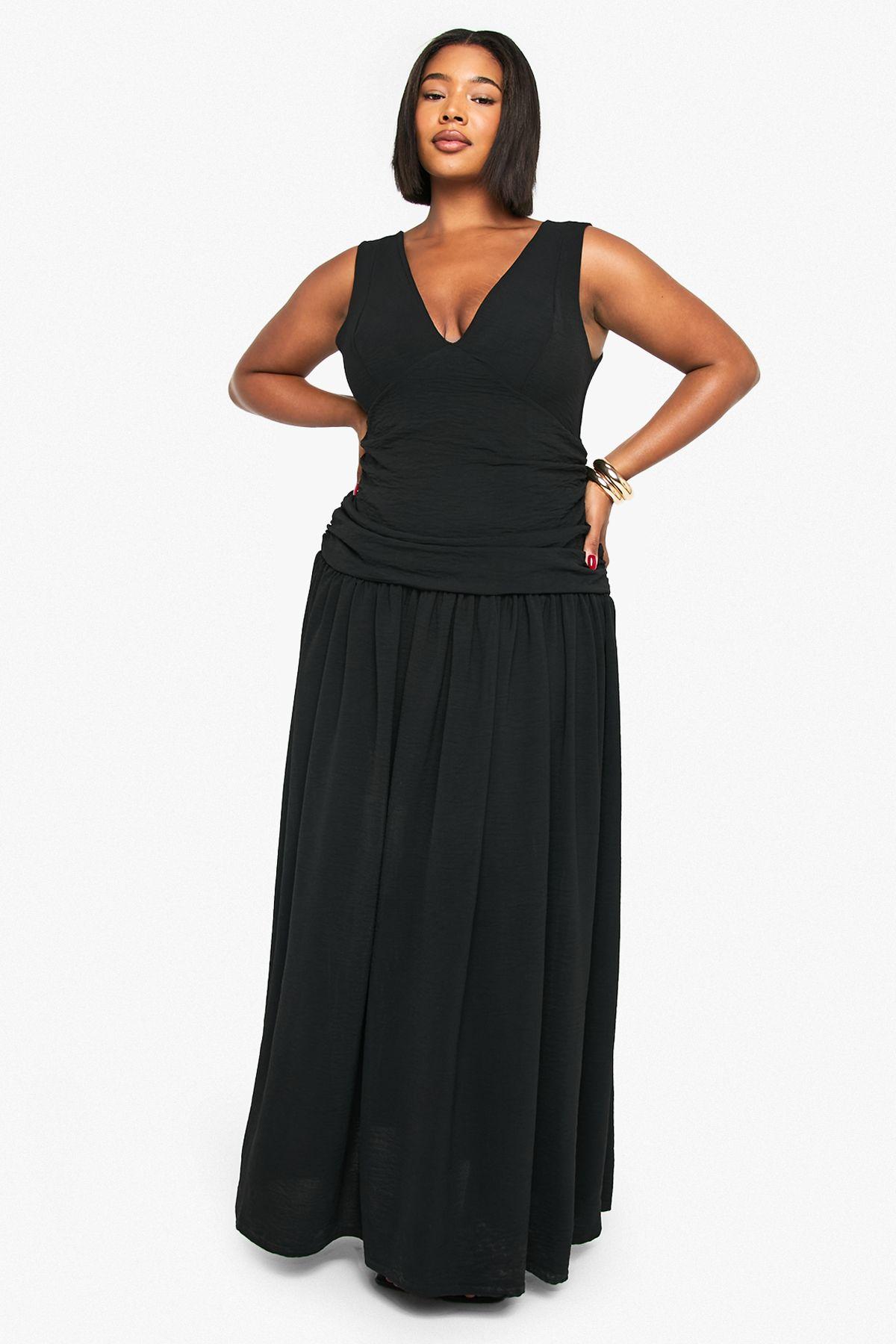 Plus Plunge Corset Detail Maxi Dress by BOOHOO