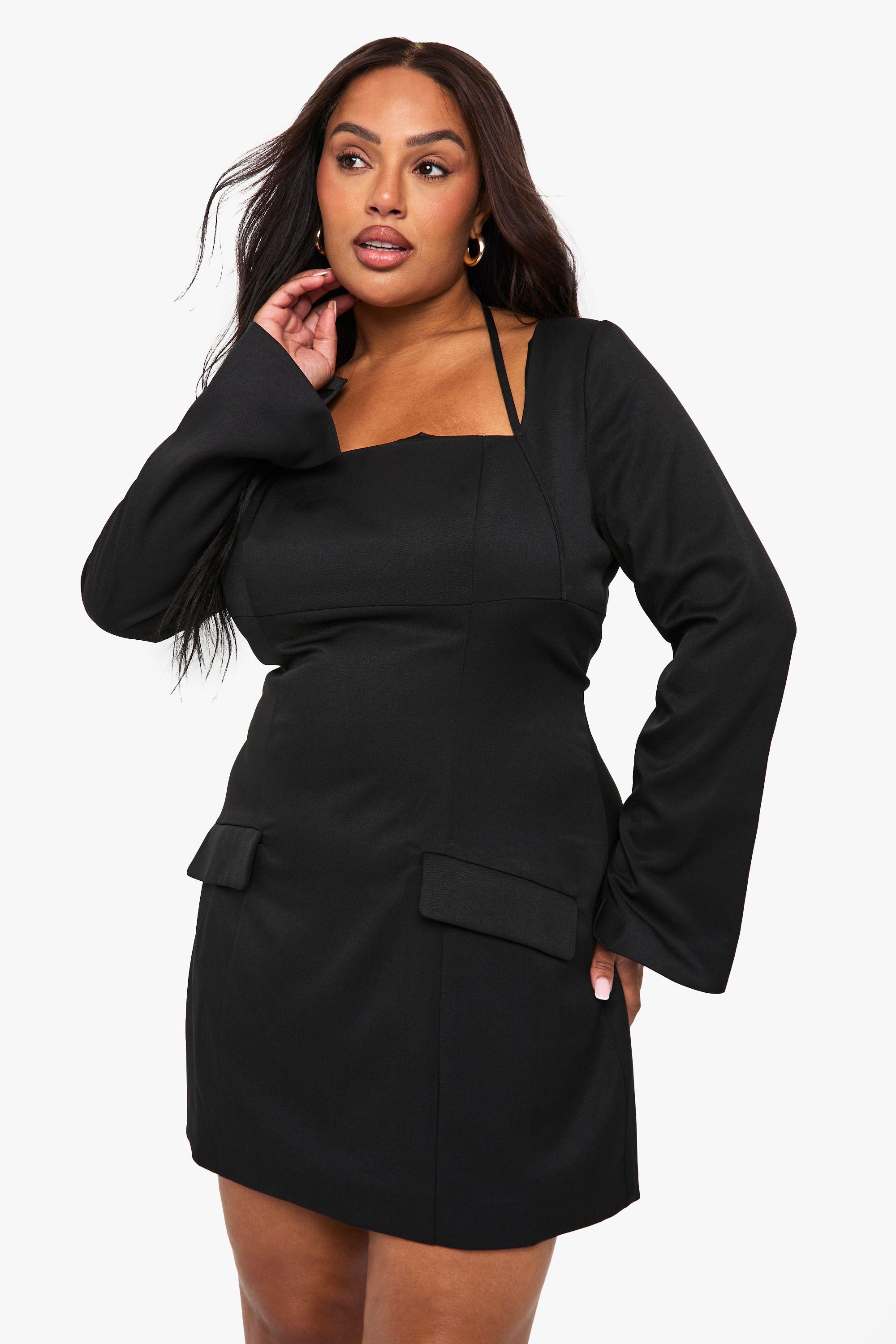 Plus Pocket Detail Tailored Shift Dress by BOOHOO