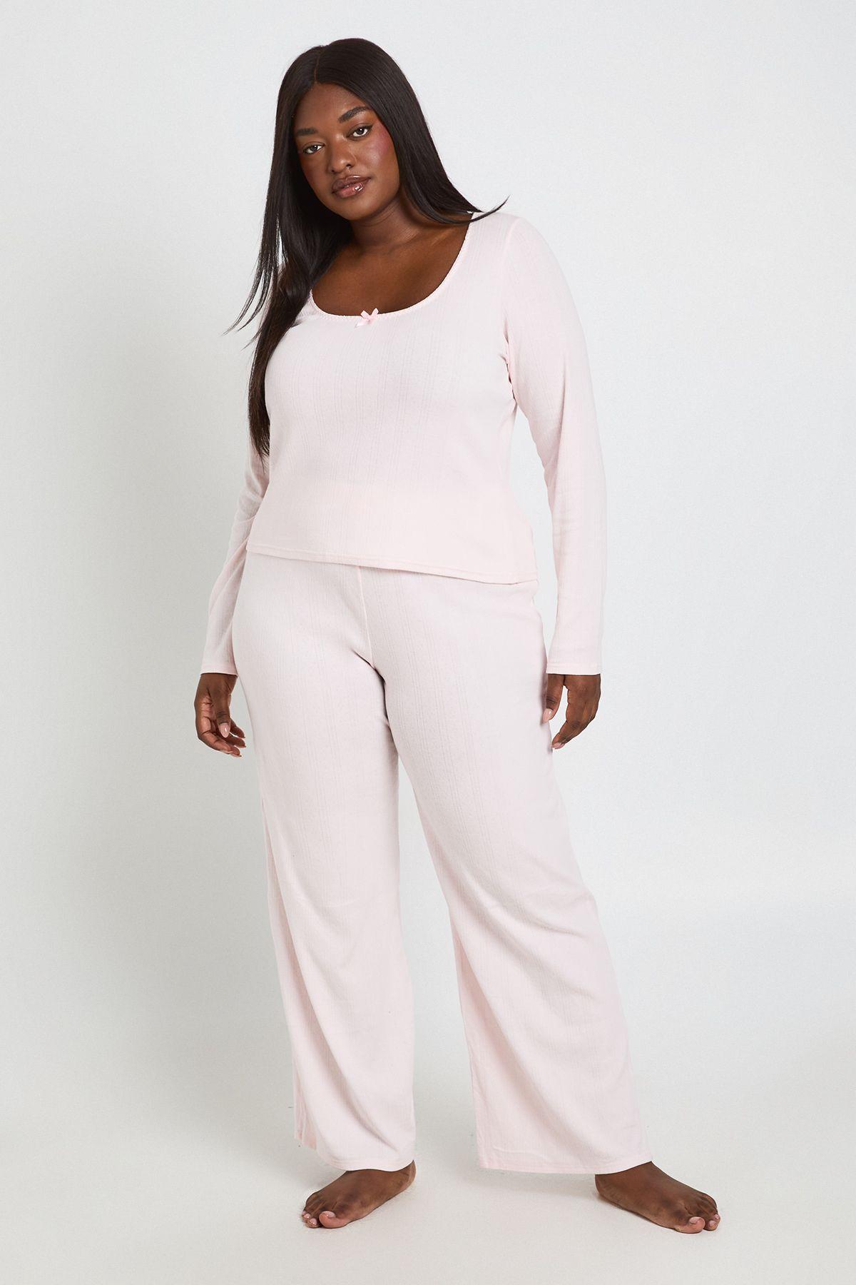 Plus Pointelle Pyjama Trouser by BOOHOO